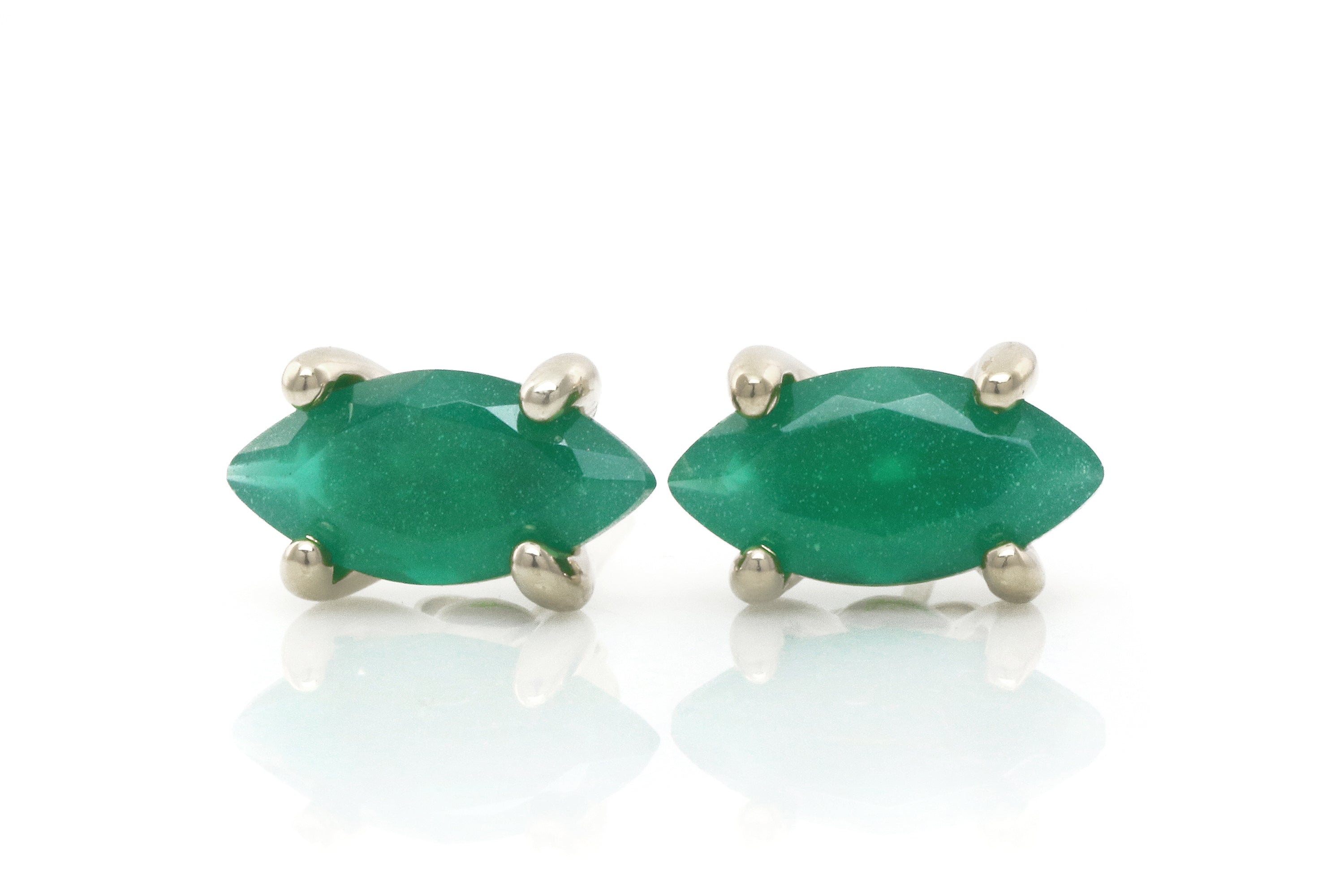 Handmade Chic Silver Stud Onyx Earrings Earrings Anemone Unique