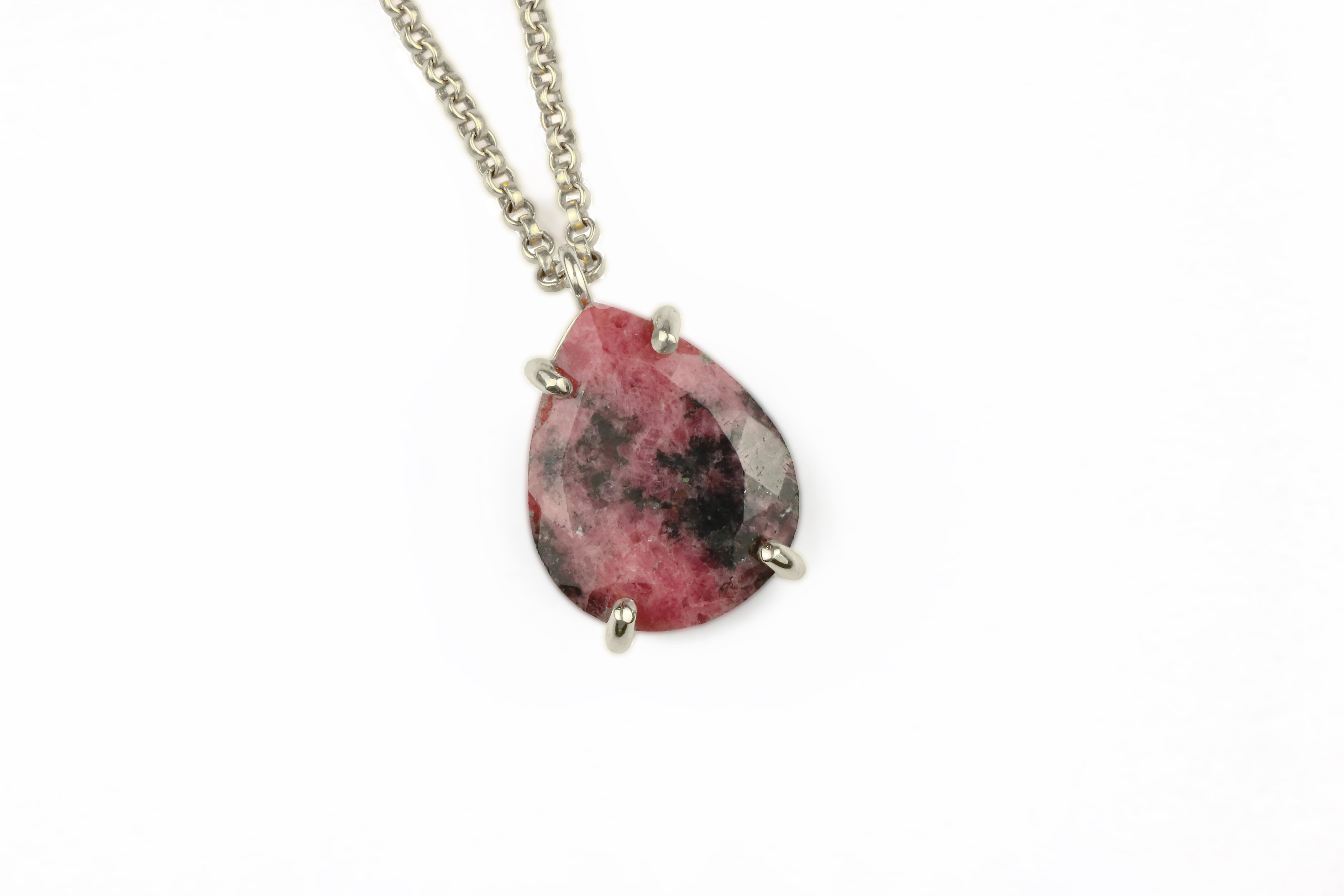 Elegant Handmade Pear Rhodonite Necklace necklaces Anemone Jewelry