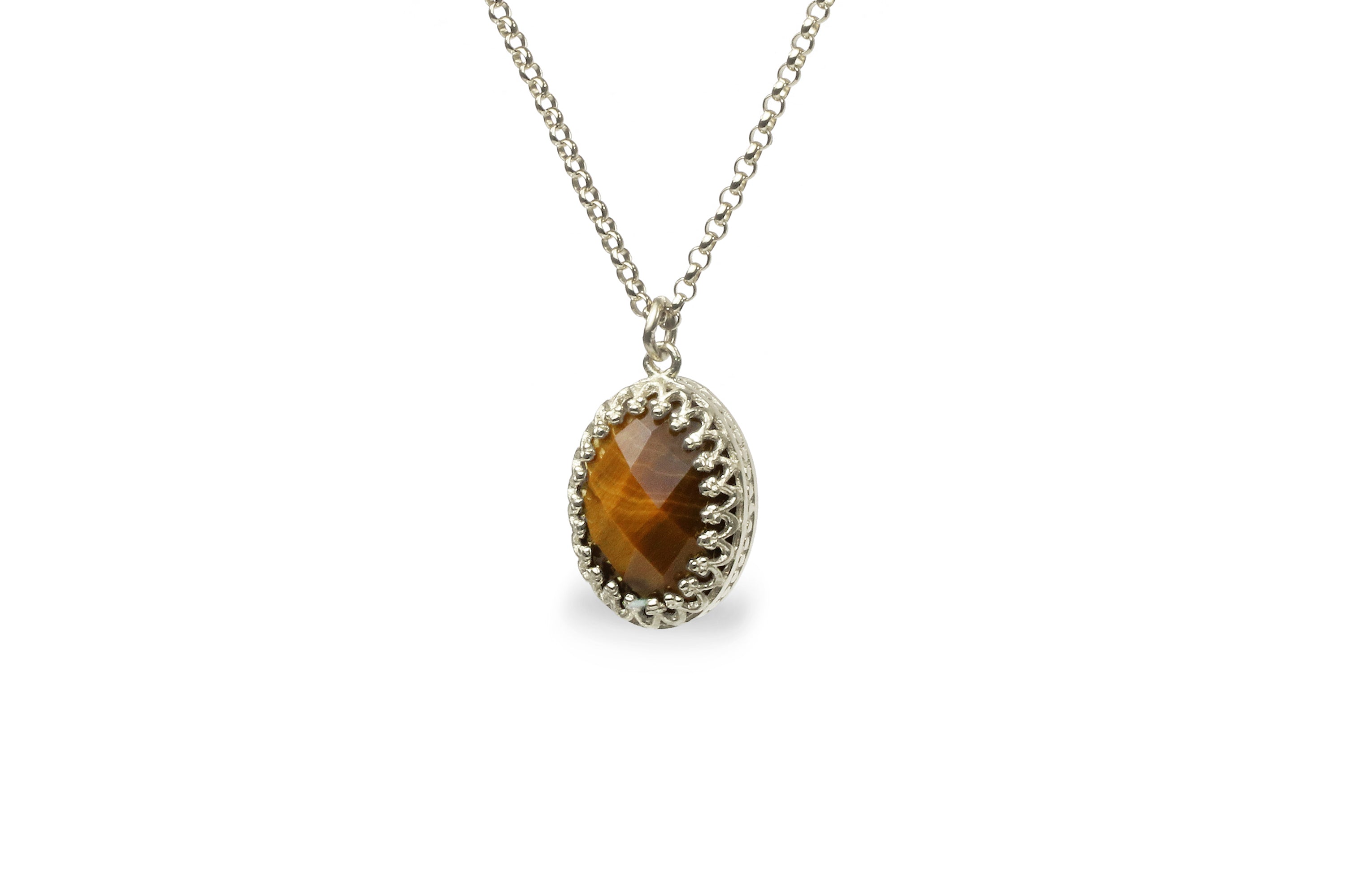 Artisan Tiger Eye Crystal Necklace in Gold necklaces Anemone Jewelry
