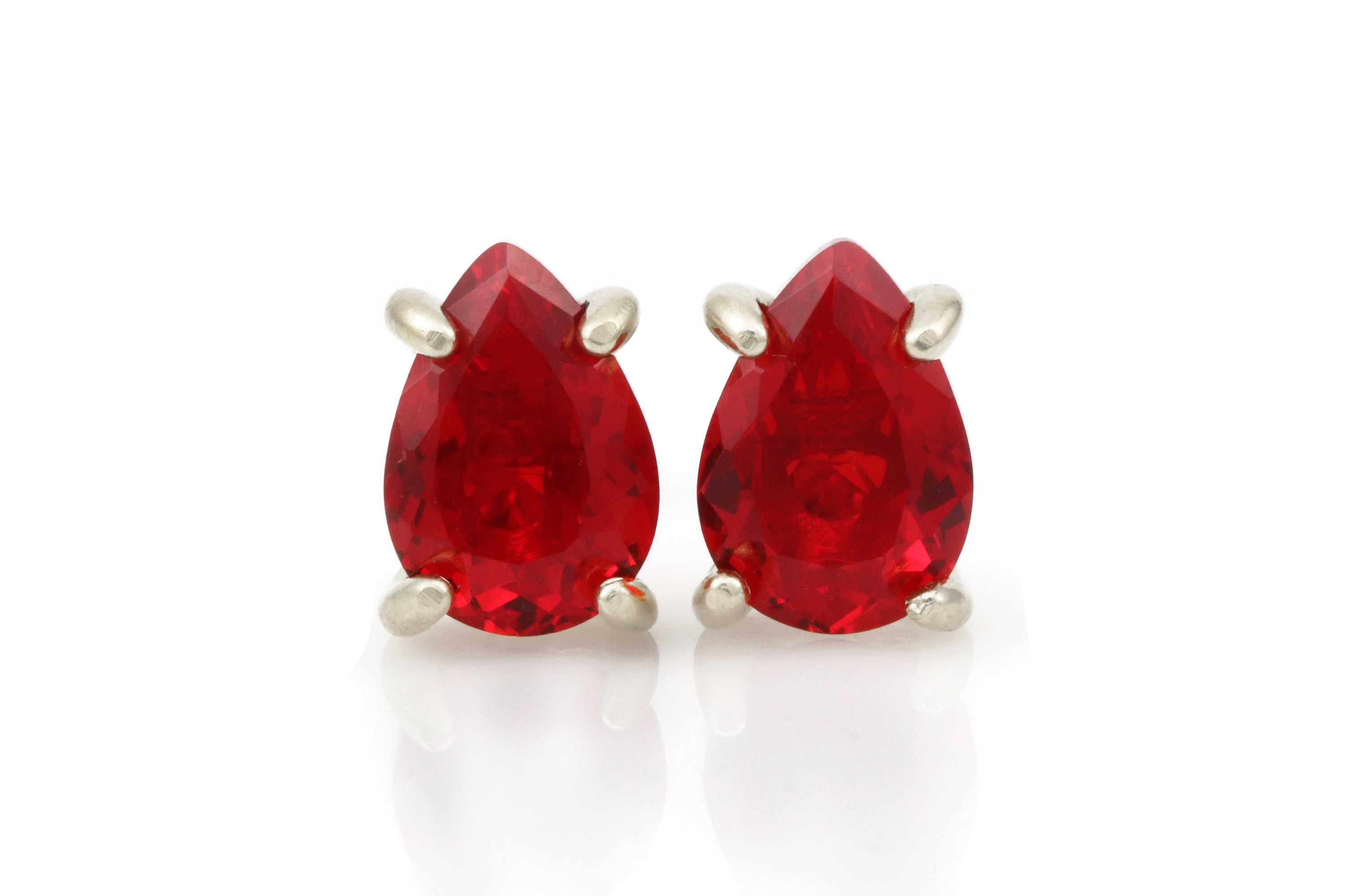 Red Ruby Sterling Silver Earrings Earrings Anemone Unique