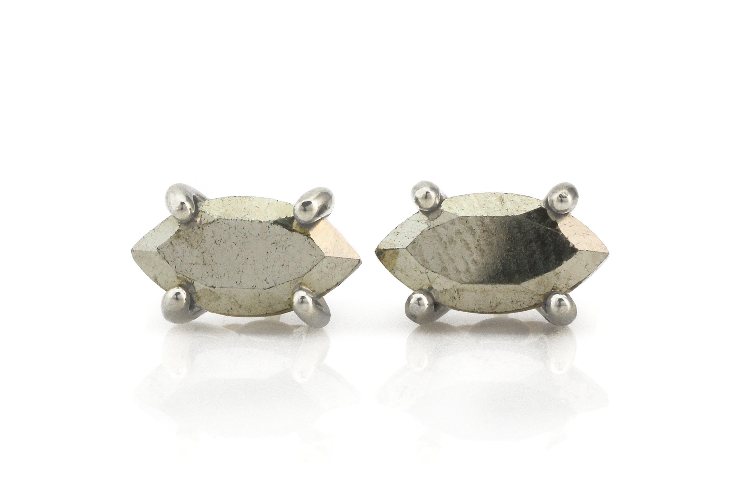 Marquise Iron Pyrite Sterling Silver Earrings Earrings Anemone Unique