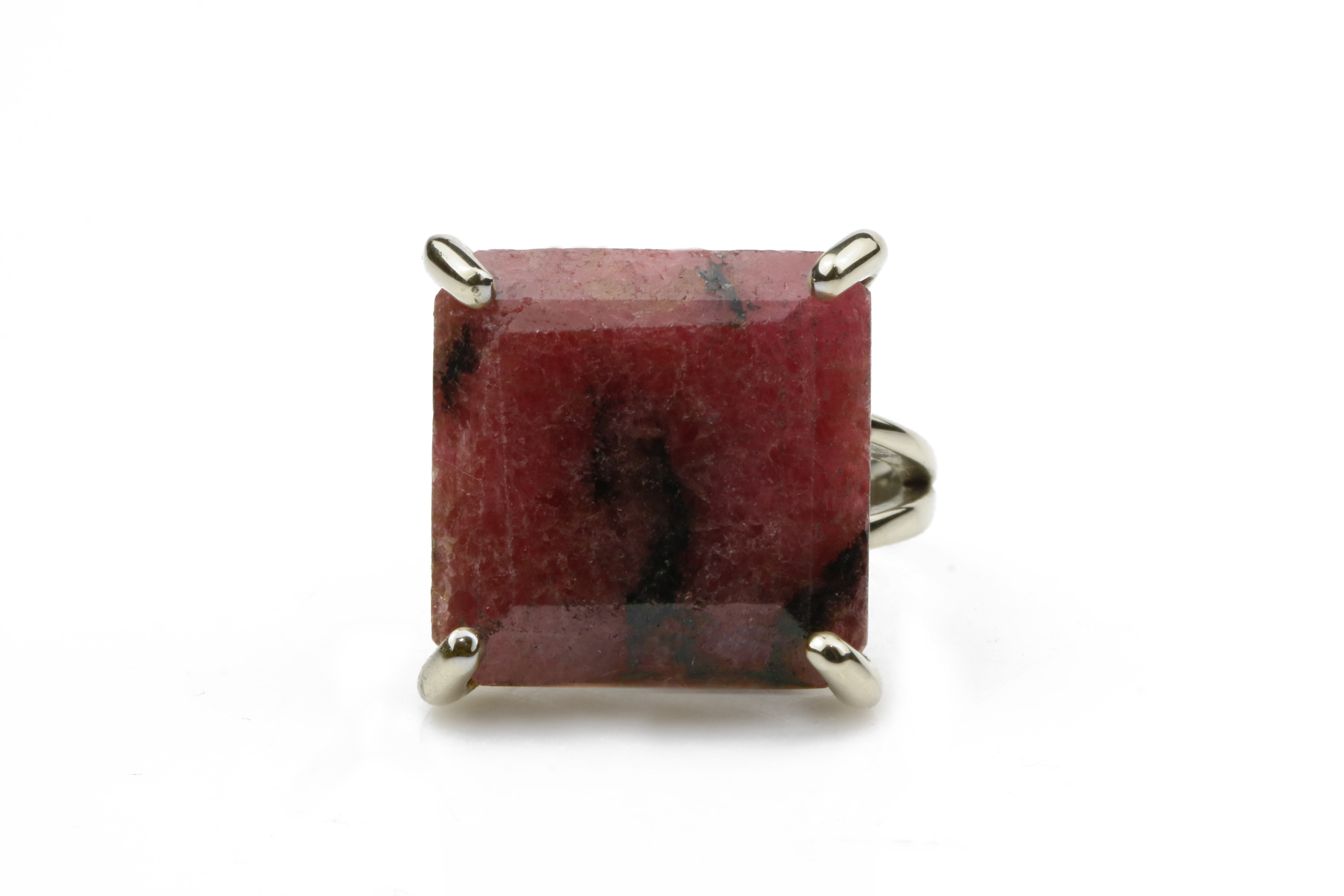 Artisan Rhodonite Ring with 925 Sterling Silver Ring Band Rings Anemone Jewelry