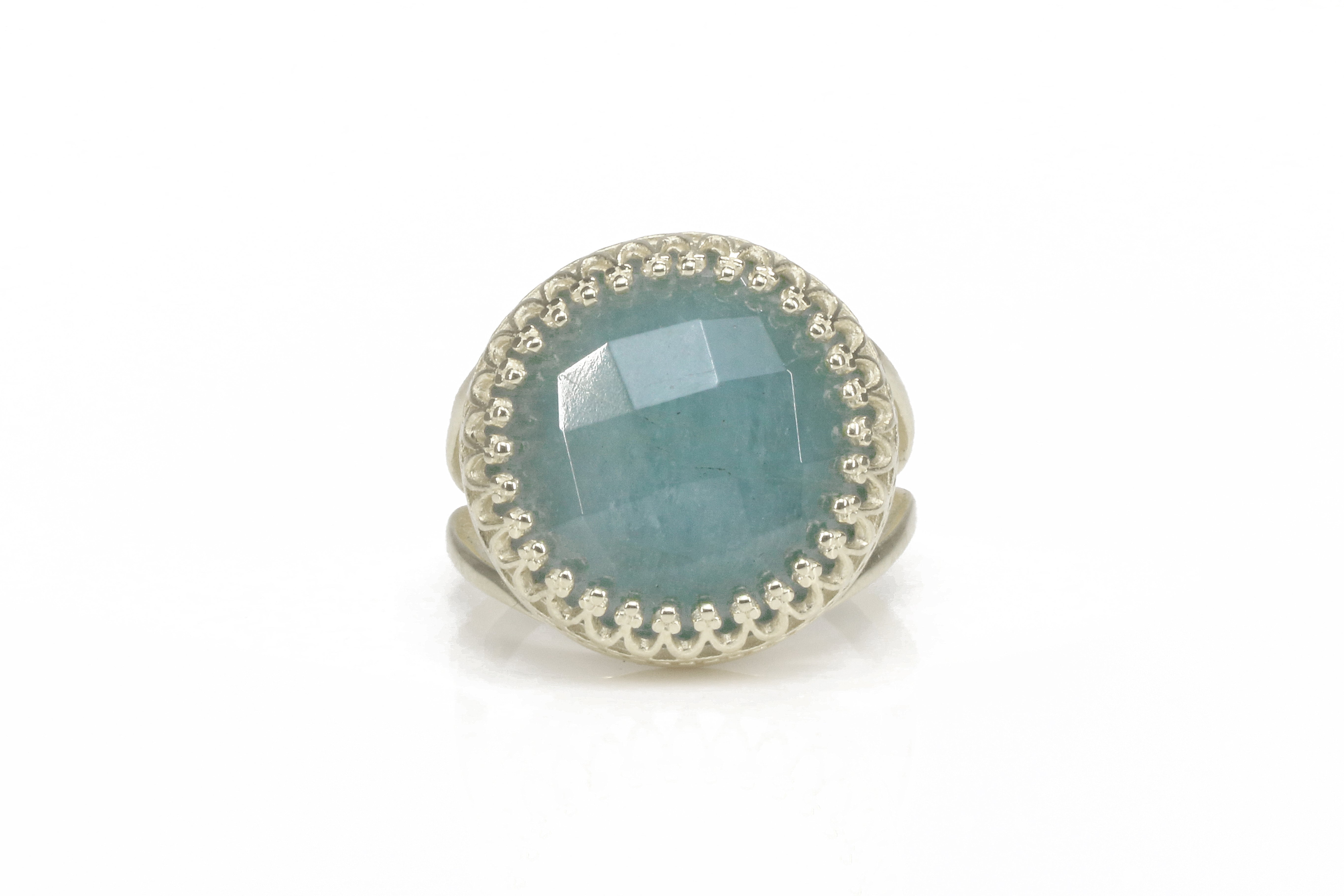 Checker-Cut Aquamarine Ring in 925 Sterling Silver Rings Anemone Jewelry