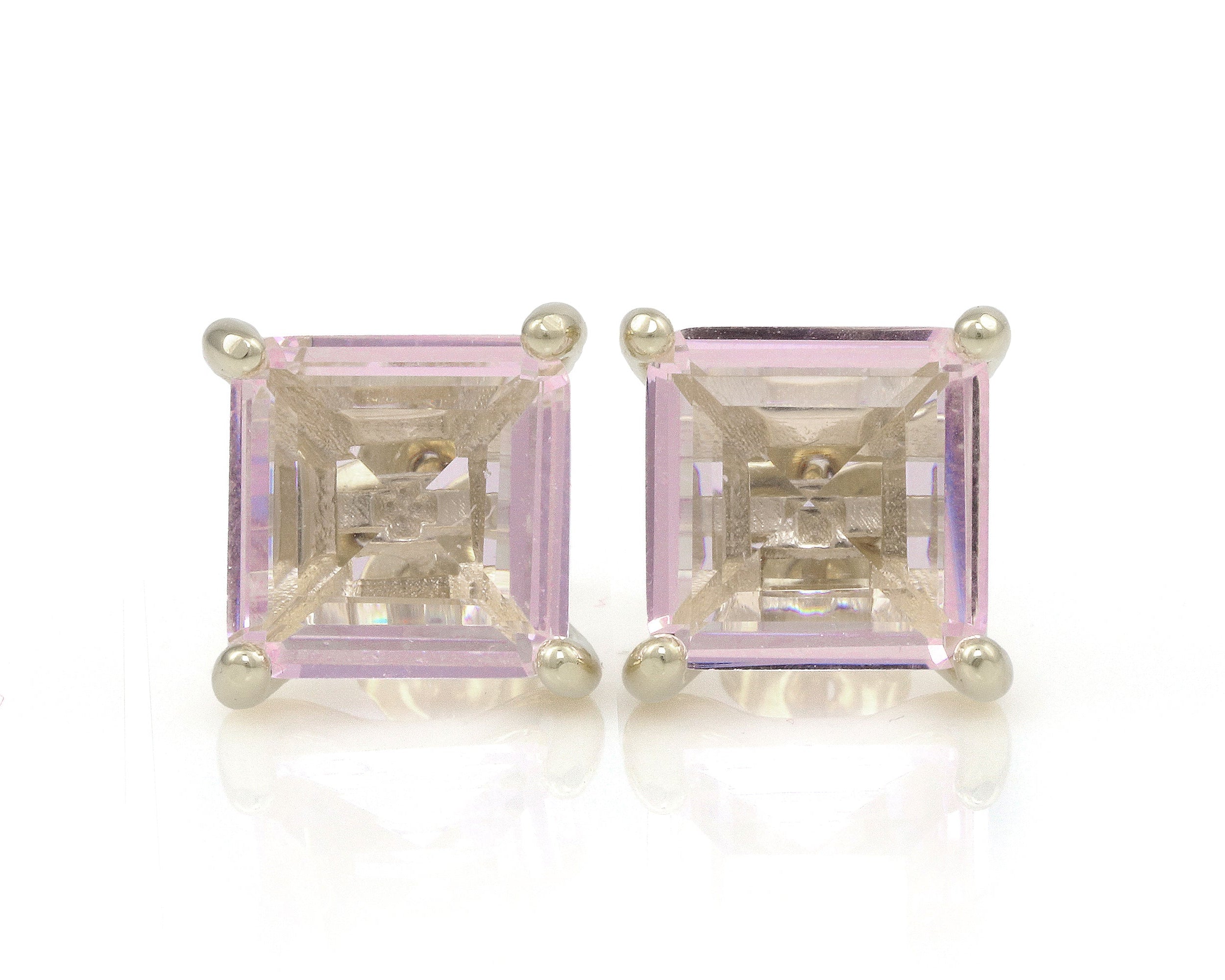 Chic Post Silver Earrings with Rose Quartz Earrings Anemone Unique