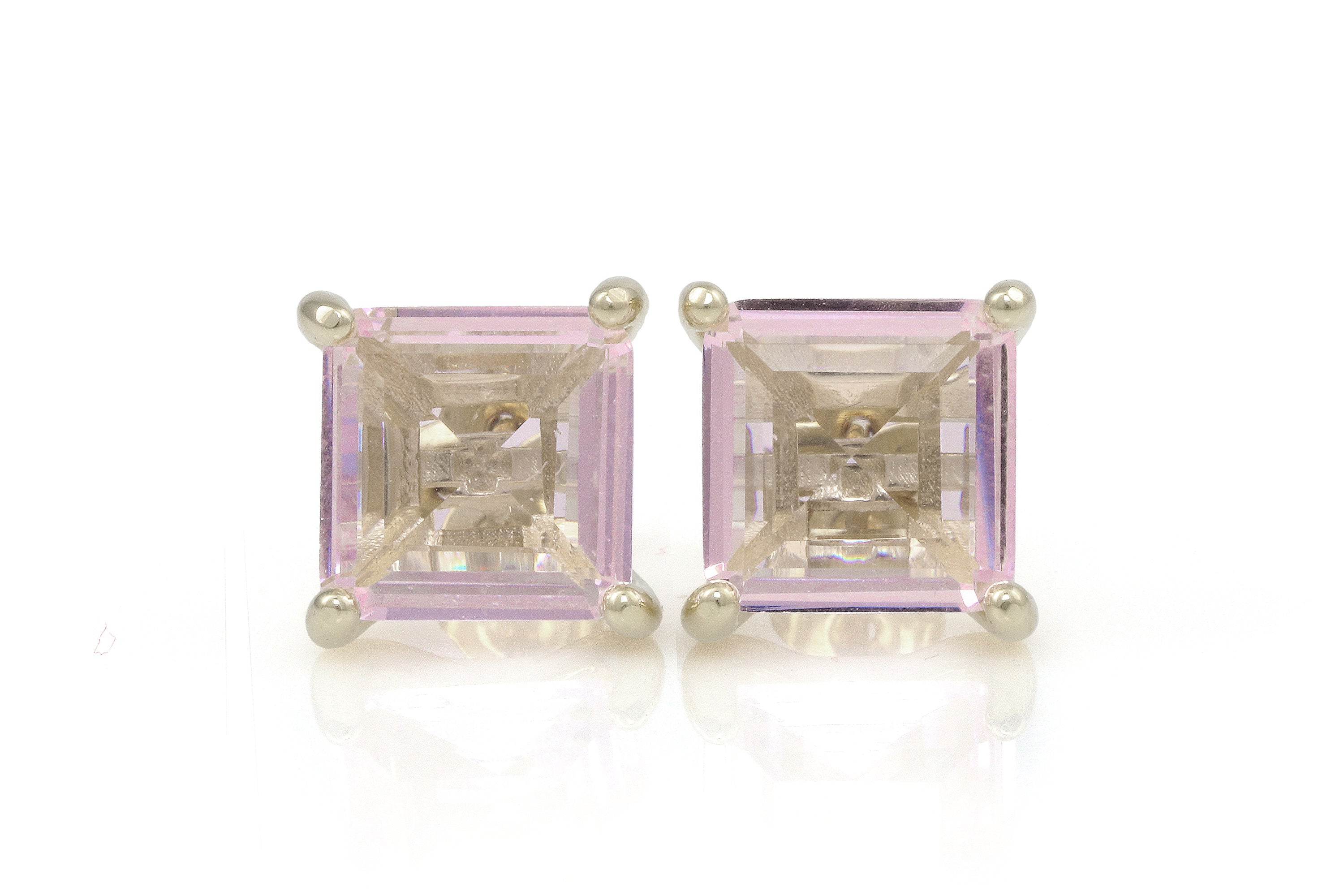 Chic Post Silver Earrings with Rose Quartz Earrings Anemone Unique