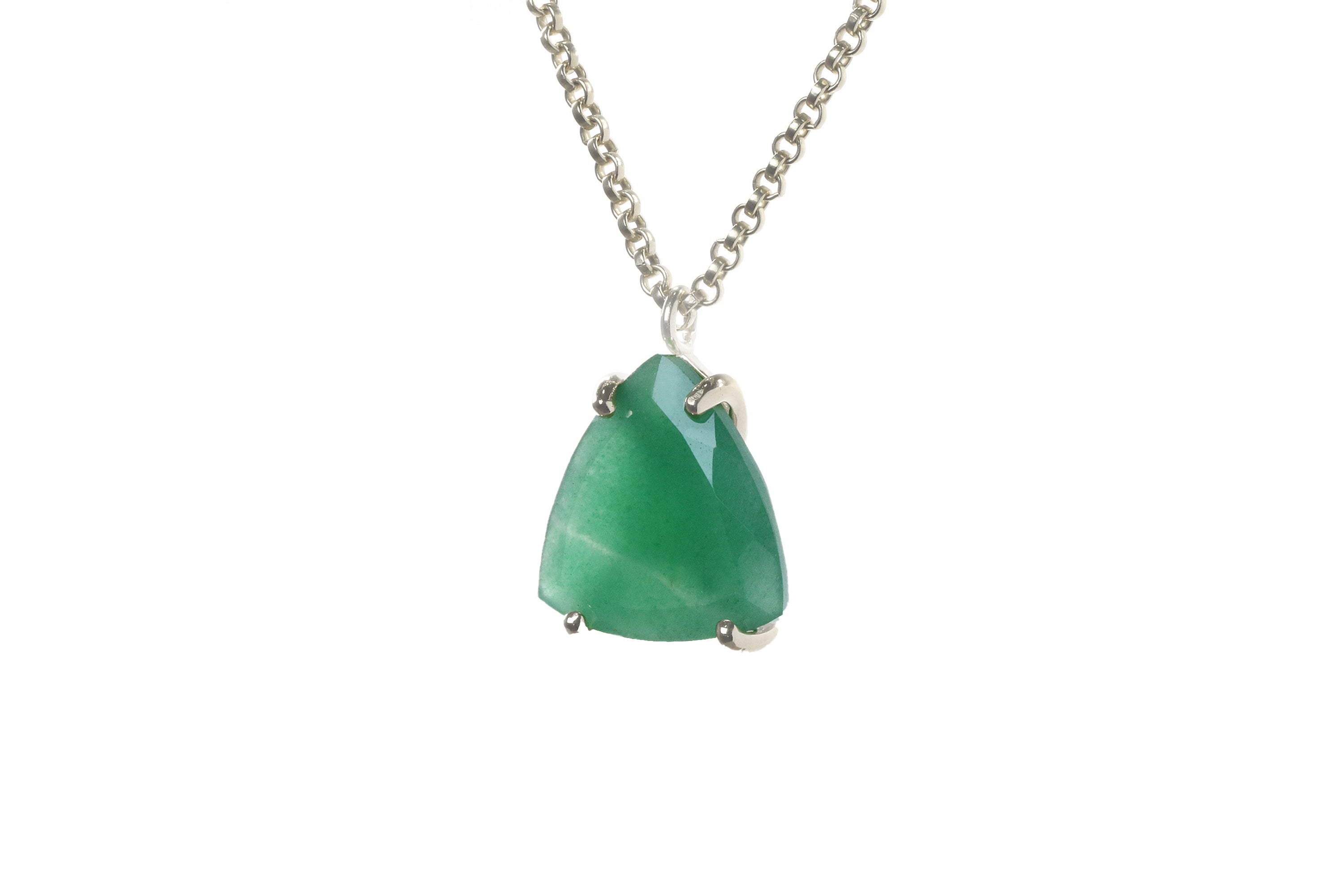 Trillion Green Aventurine Gold Filled Necklace necklaces Anemone Jewelry