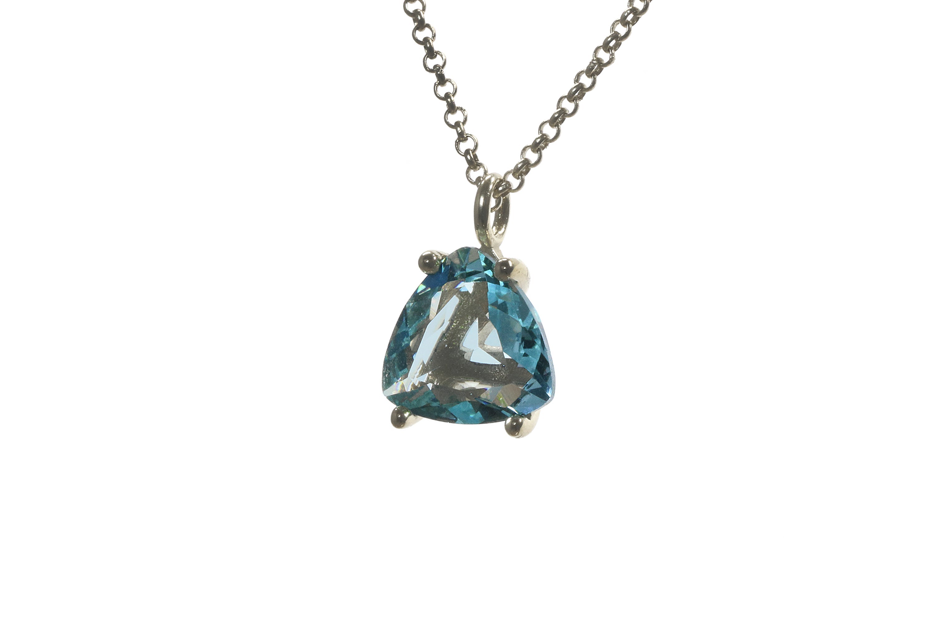 Triangle Blue Topaz Gold Necklace necklaces Anemone Unique