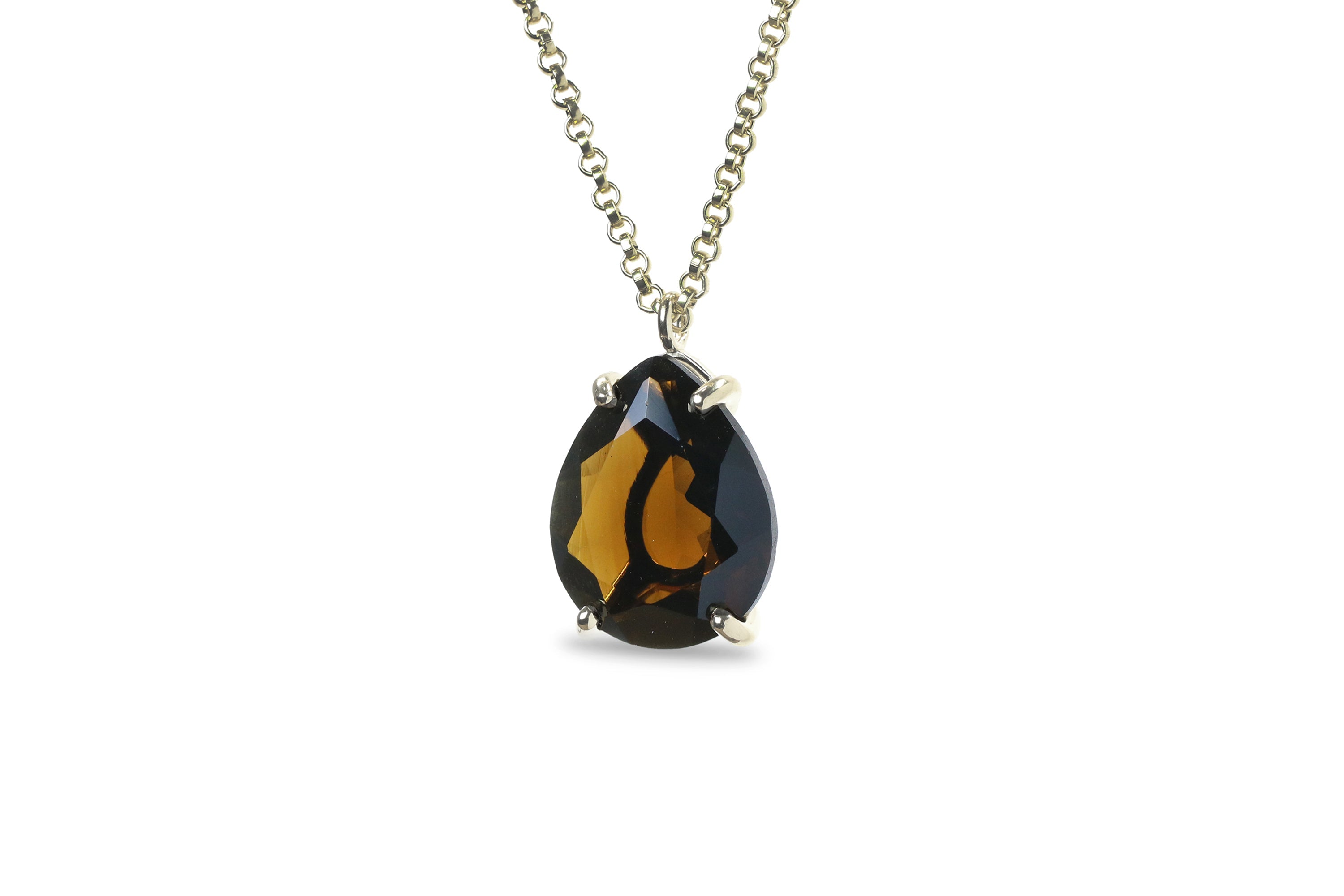 Pear Shaped Smoky Quartz Necklace in 14k Gold necklaces Anemone Jewelry