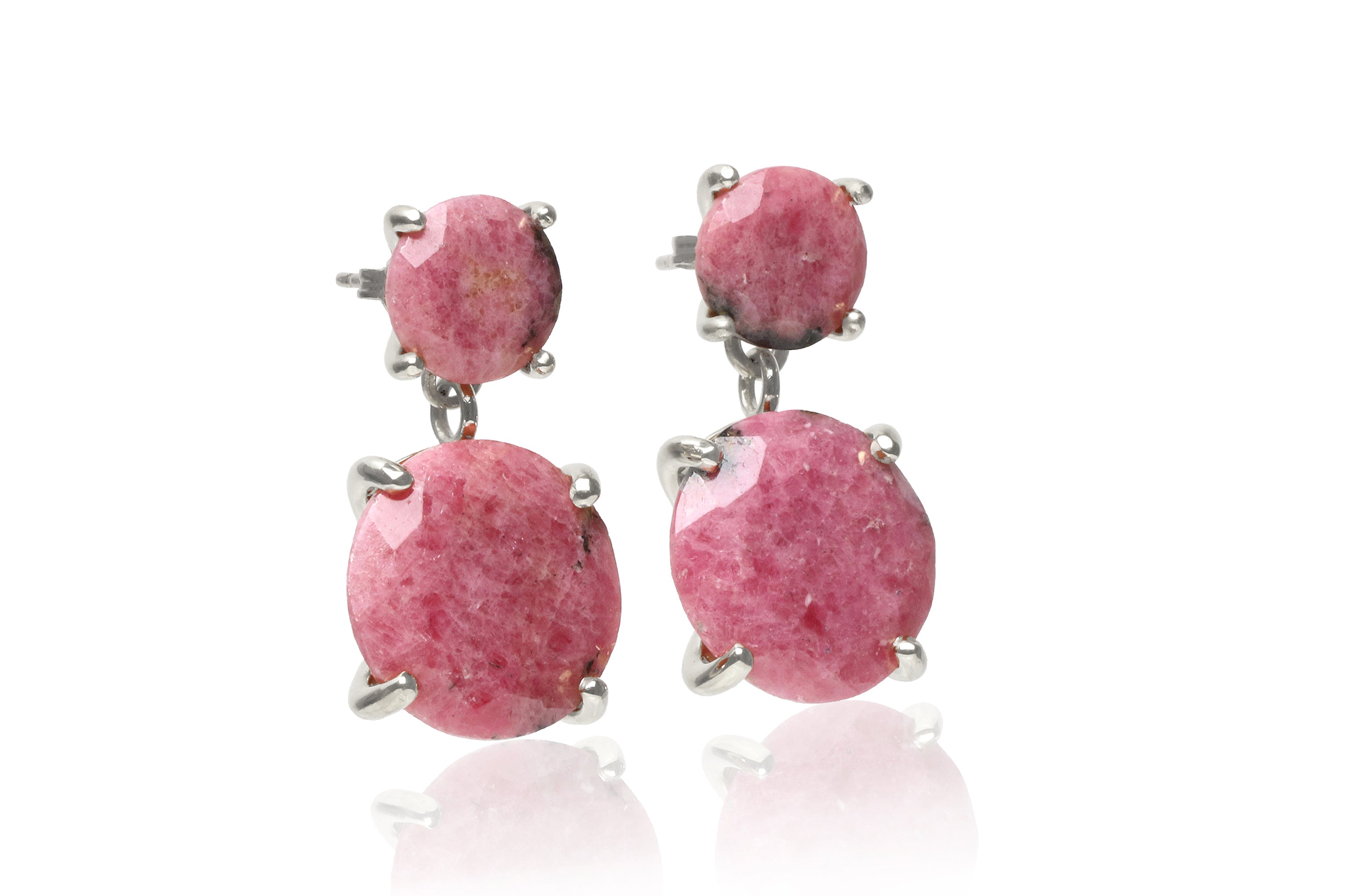 Round Rhodonite Silver Jewelry Earrings Earrings Anemone Jewelry