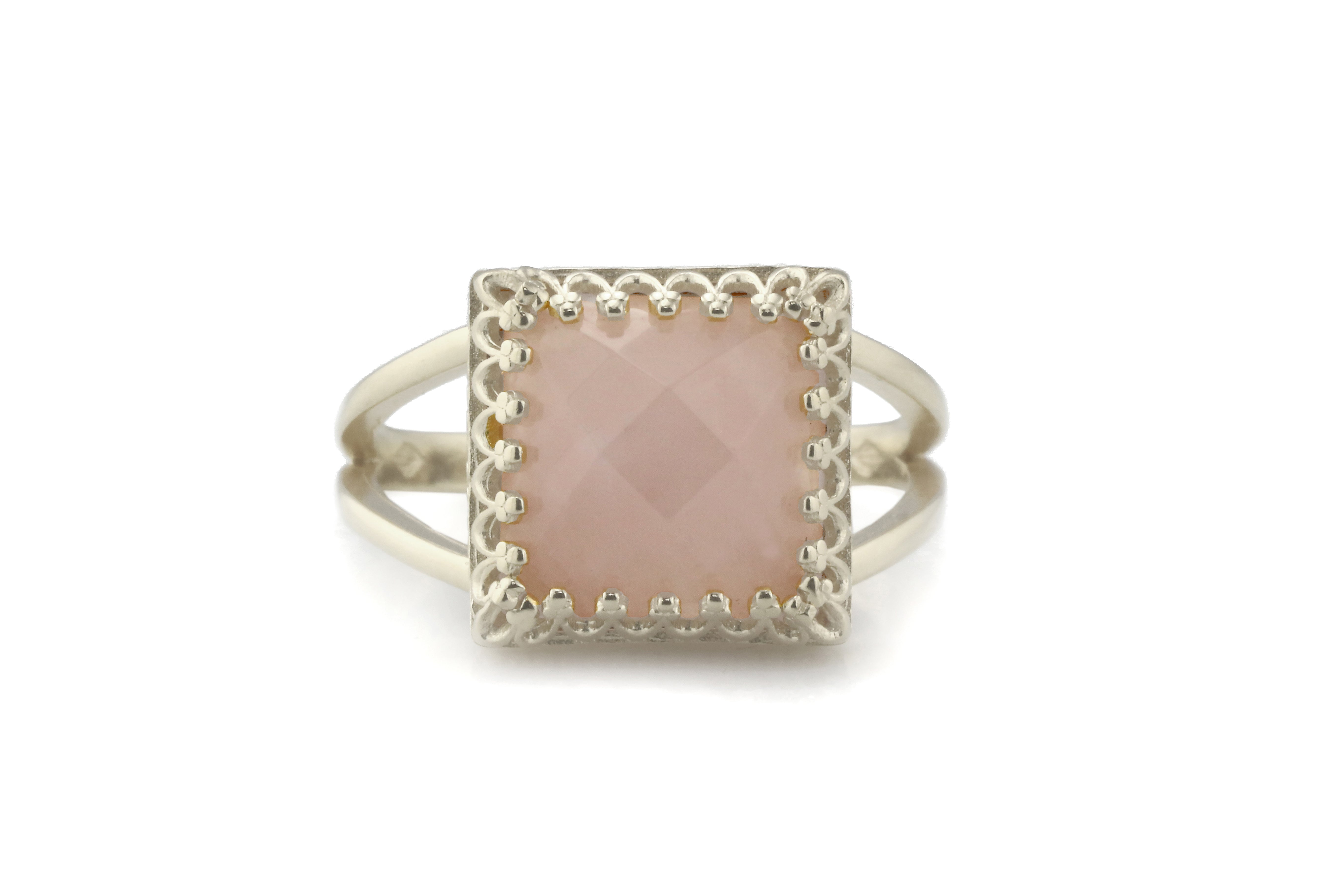 Lovely Rose Quartz Gem in 925 Sterling Silver Rings Anemone Jewelry