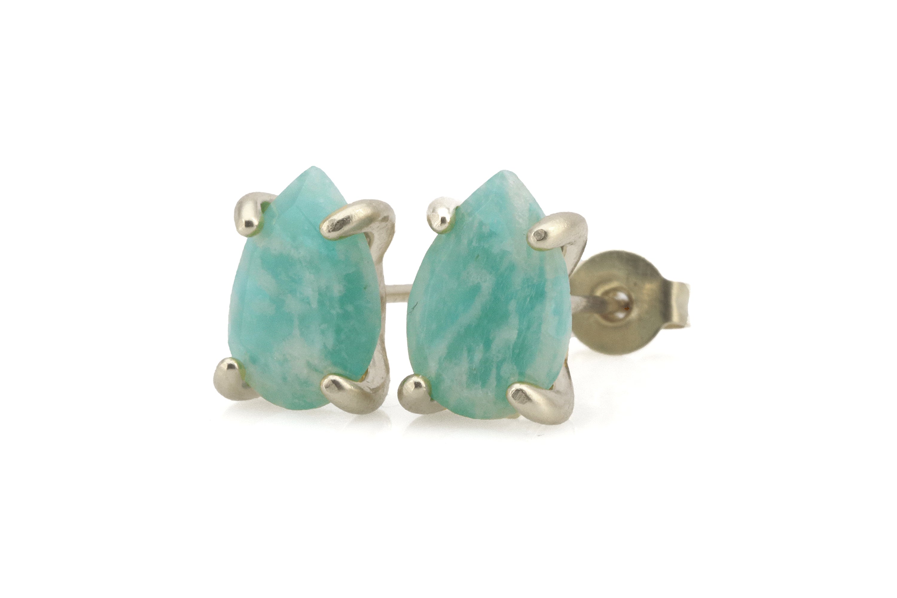 Chic Stud Amazonite Earrings in Gold Earrings Anemone Unique