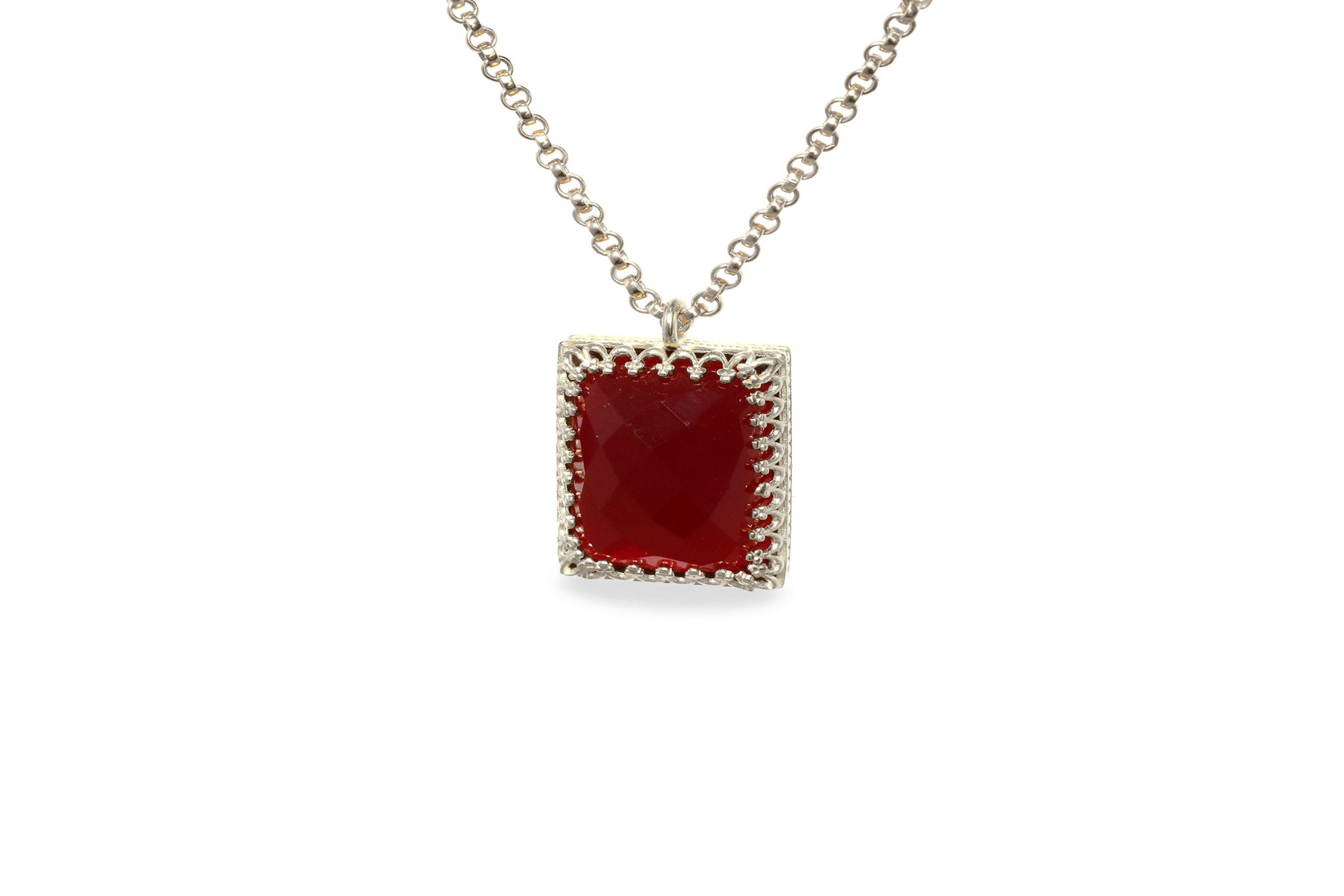 Radiant Garnet Gemstone Sterling Silver Necklace necklaces Anemone Jewelry