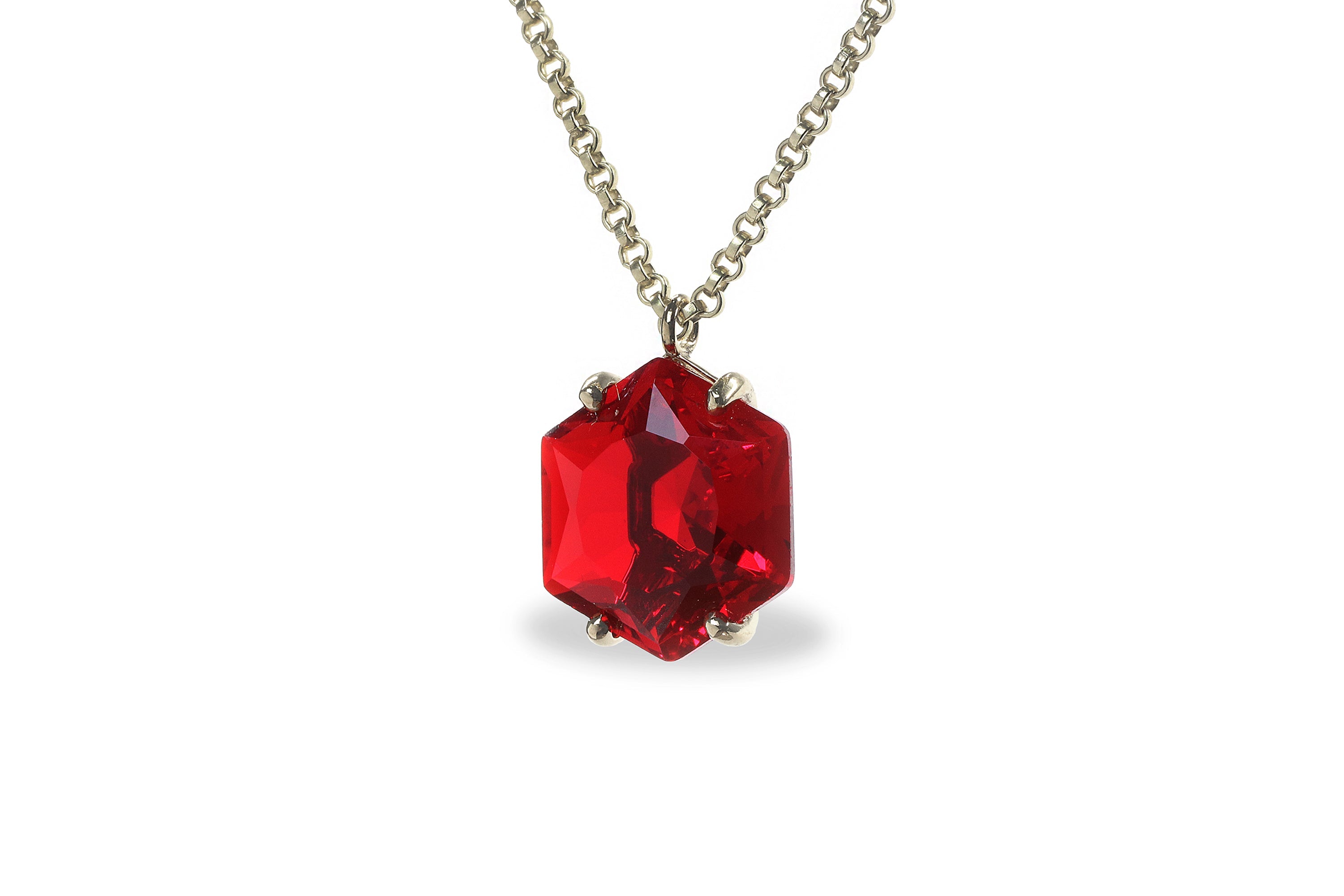 Gold Filled Hexagon Cut Ruby Gem Necklace necklaces Anemone Jewelry