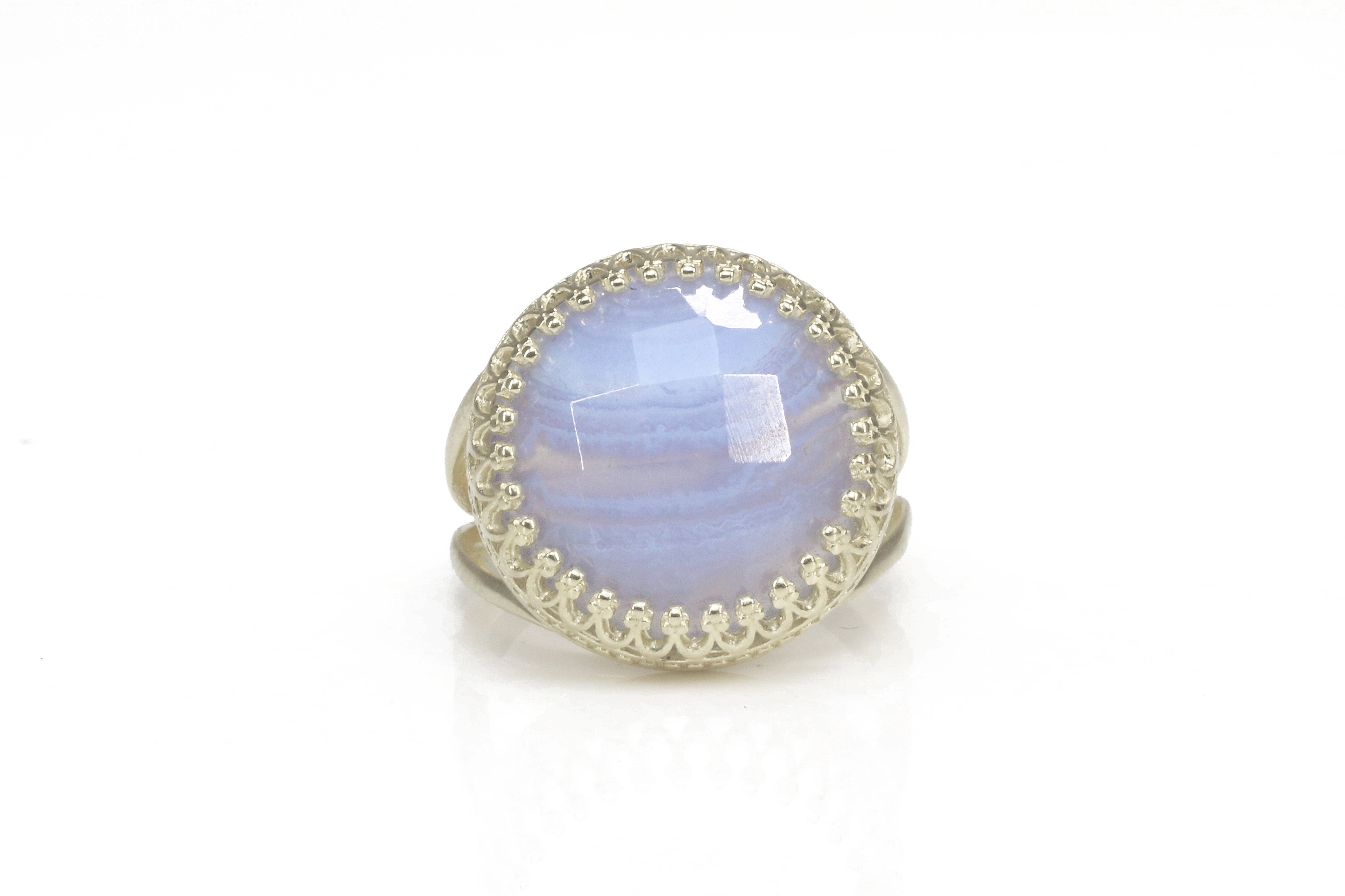 Neat Statement Blue Lace Agate Ring in Sterling Silver Rings Anemone Jewelry