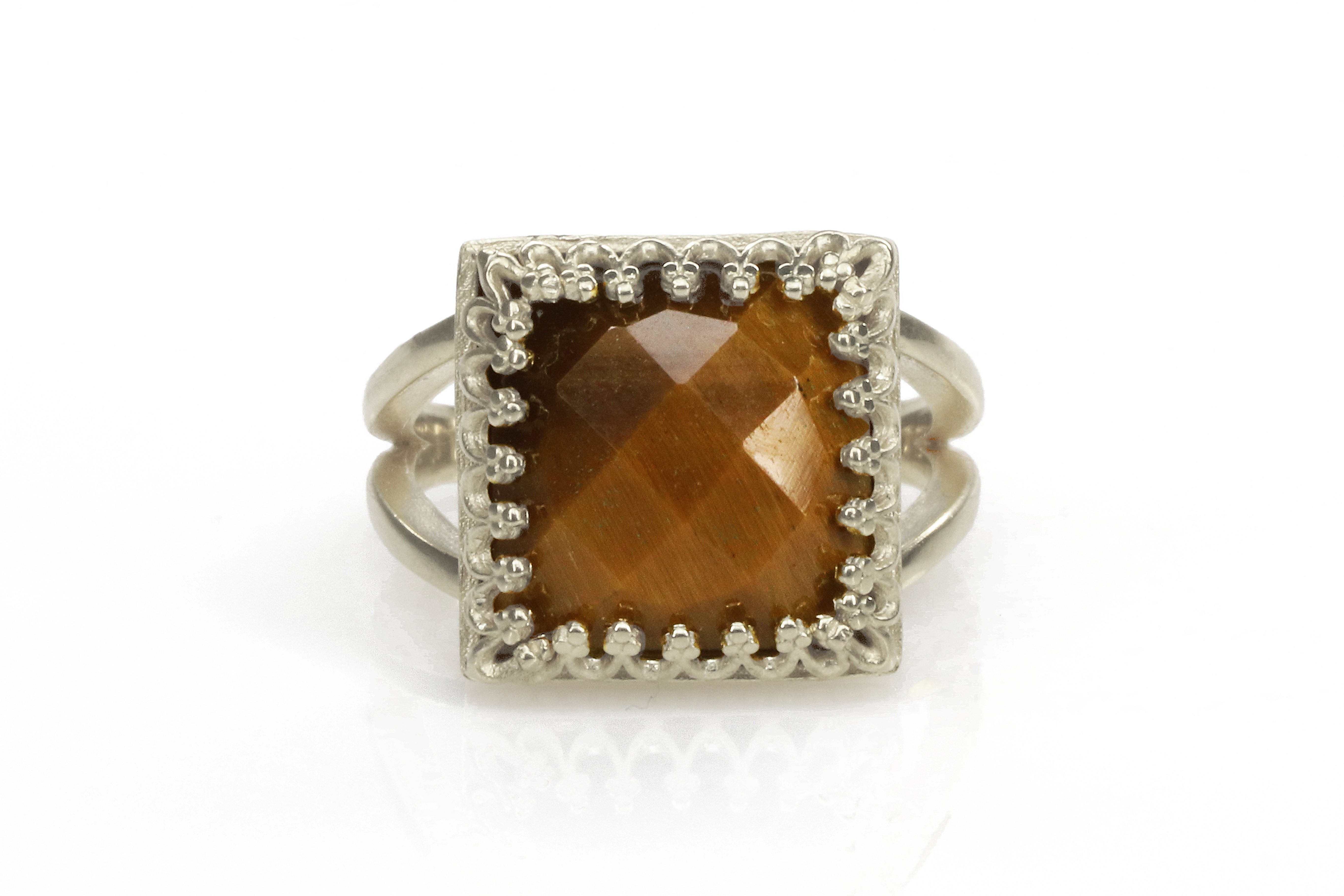 Natural Tiger Eye in 925 Sterling Silver Rings Anemone Jewelry