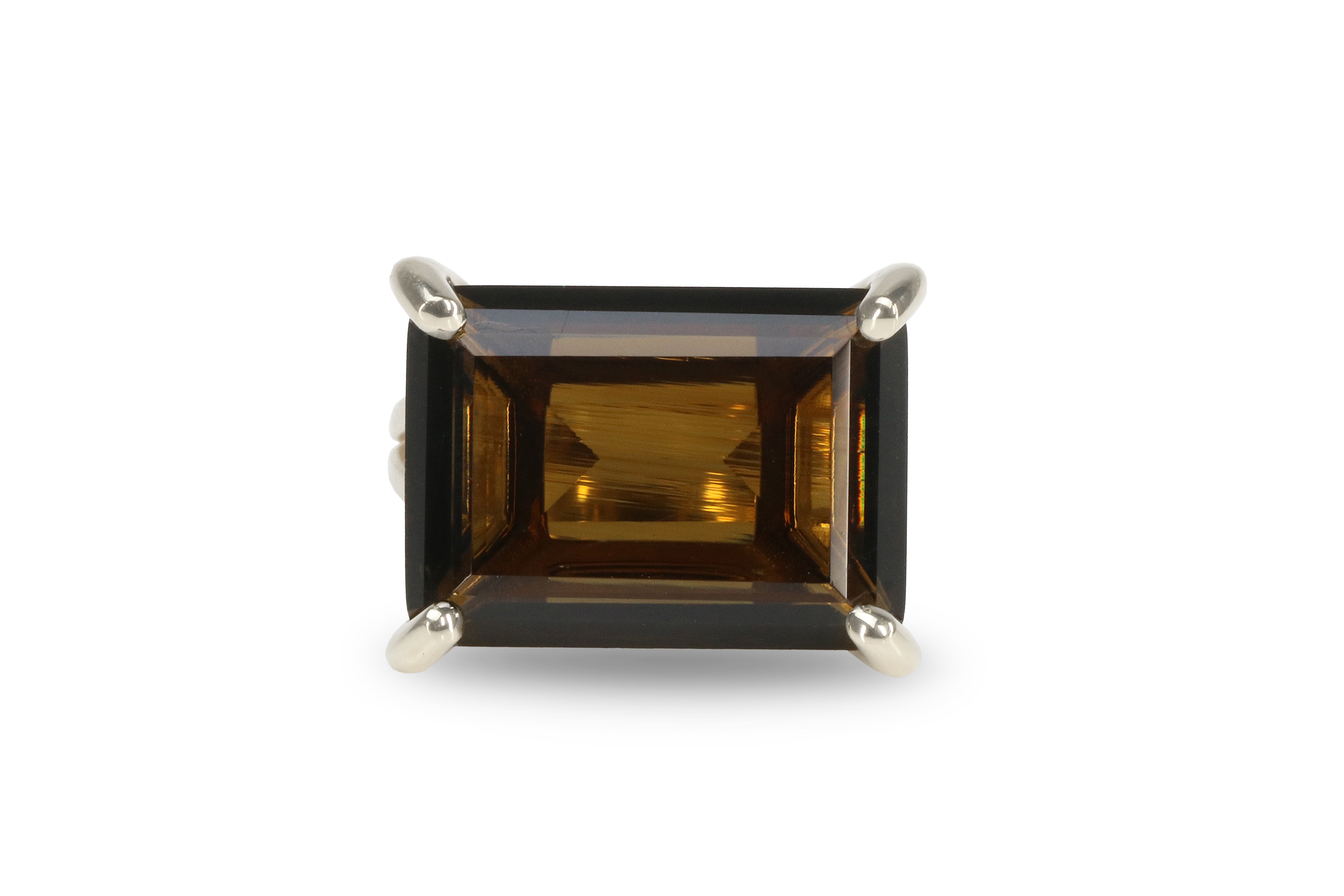 Rectangle Smoky Quartz Silver Ring Rings Anemone Jewelry