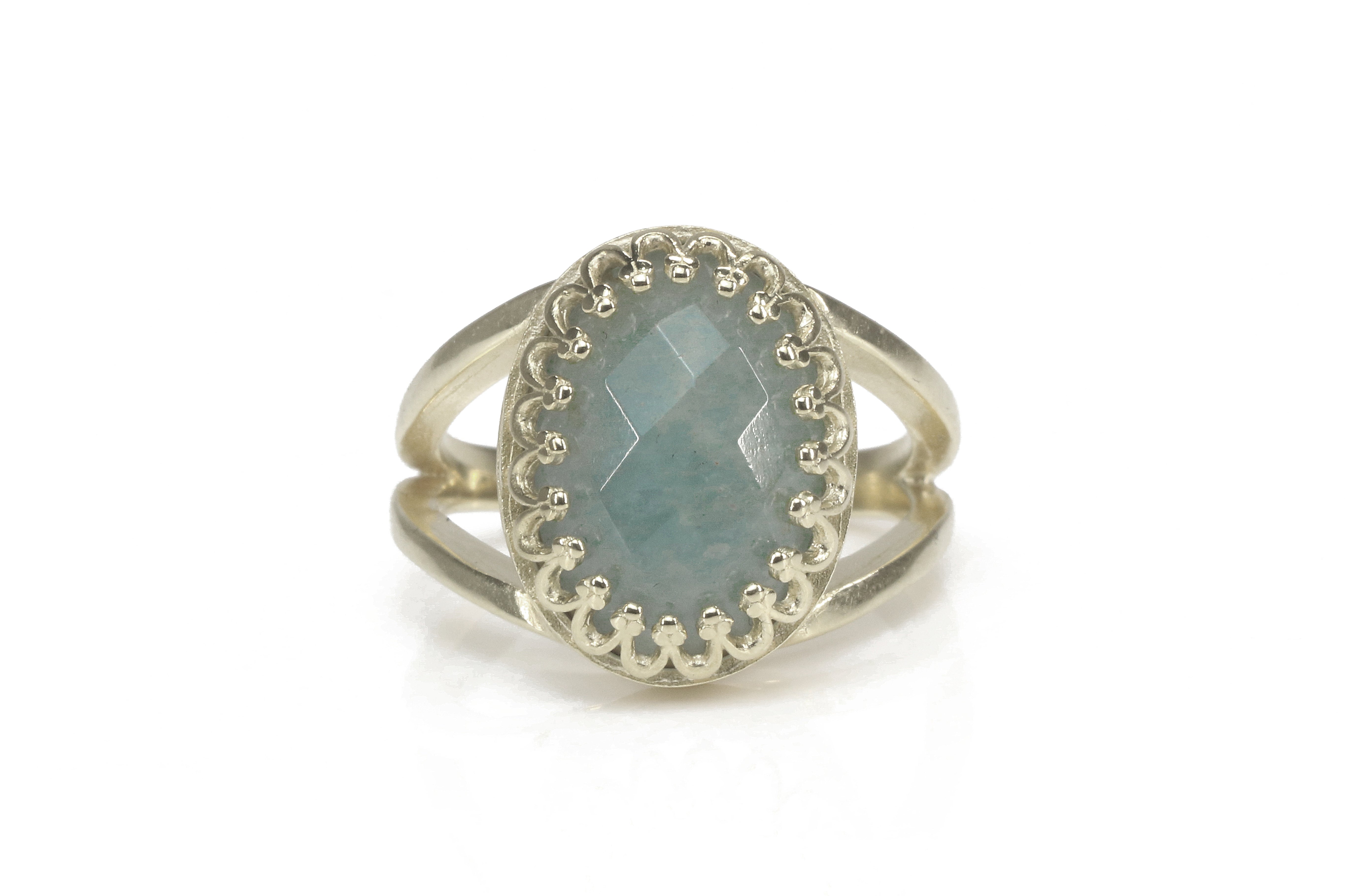 Exquisite Oval Aquamarine Gemstone in 925 Sterling Silver Rings Anemone Jewelry