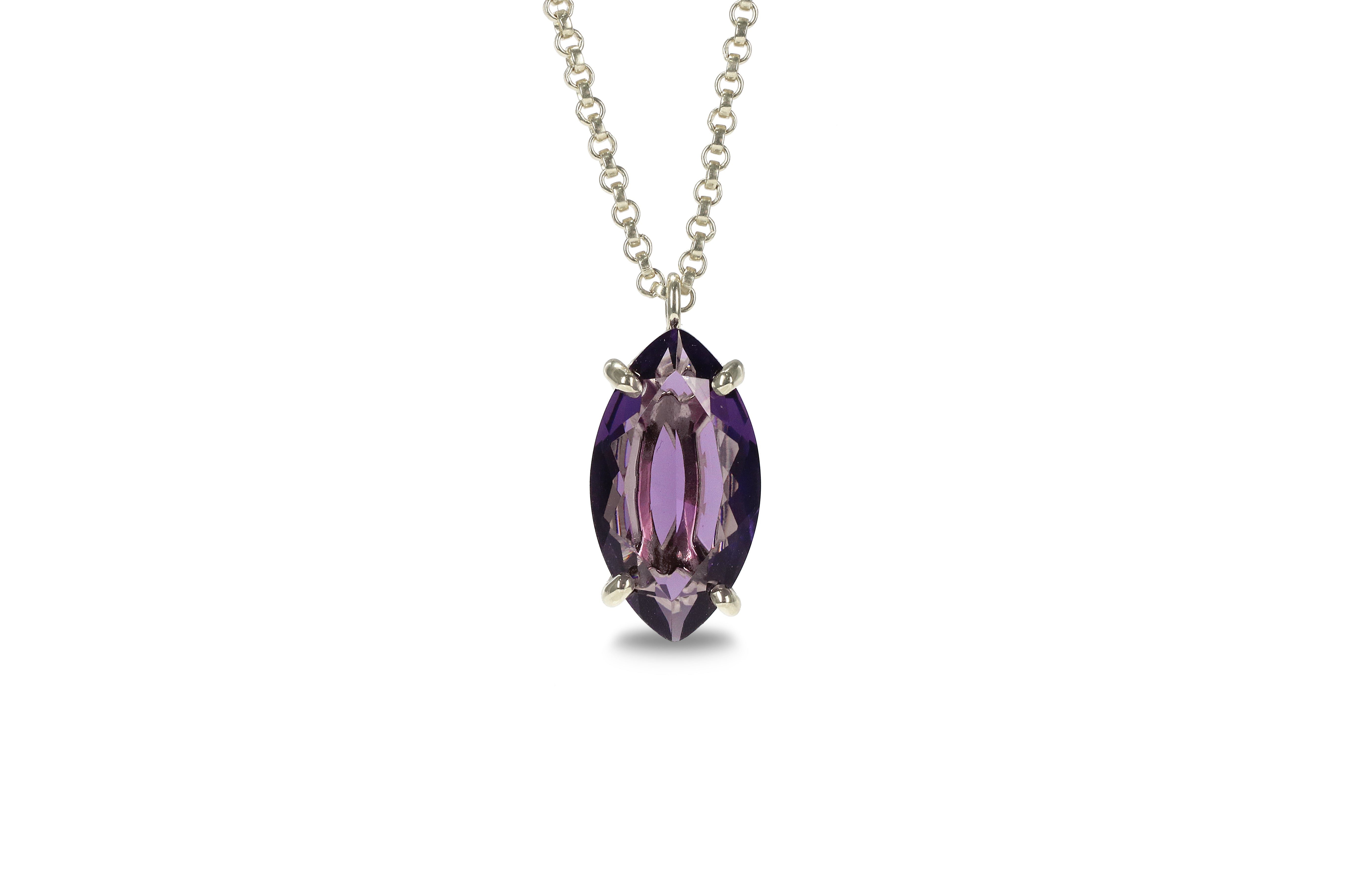 Marquise Amethyst Sterling Silver Necklace for Women necklaces Anemone Jewelry