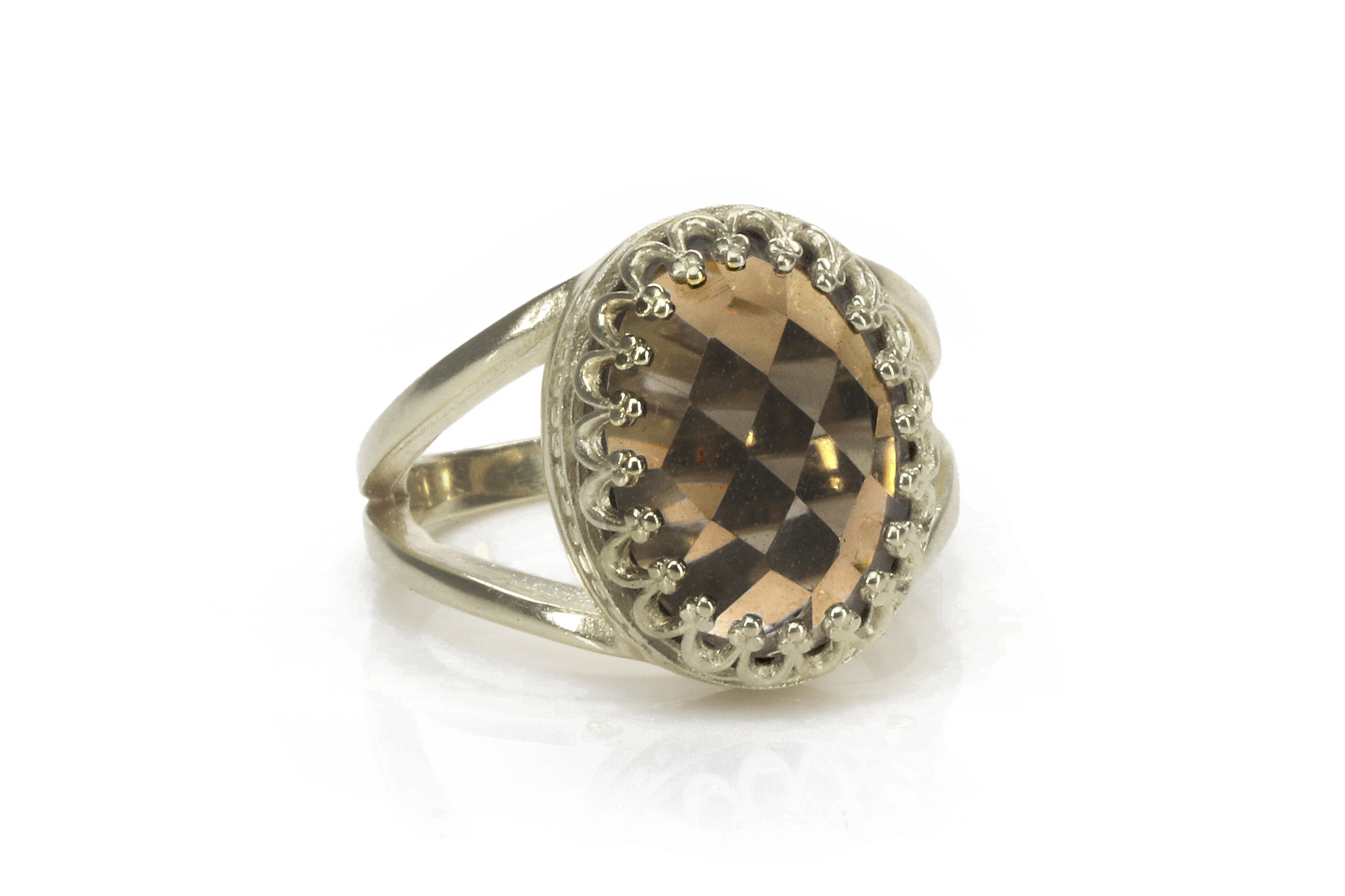 Oval Smoky Quartz 925 Silver Rings Rings Anemone Jewelry