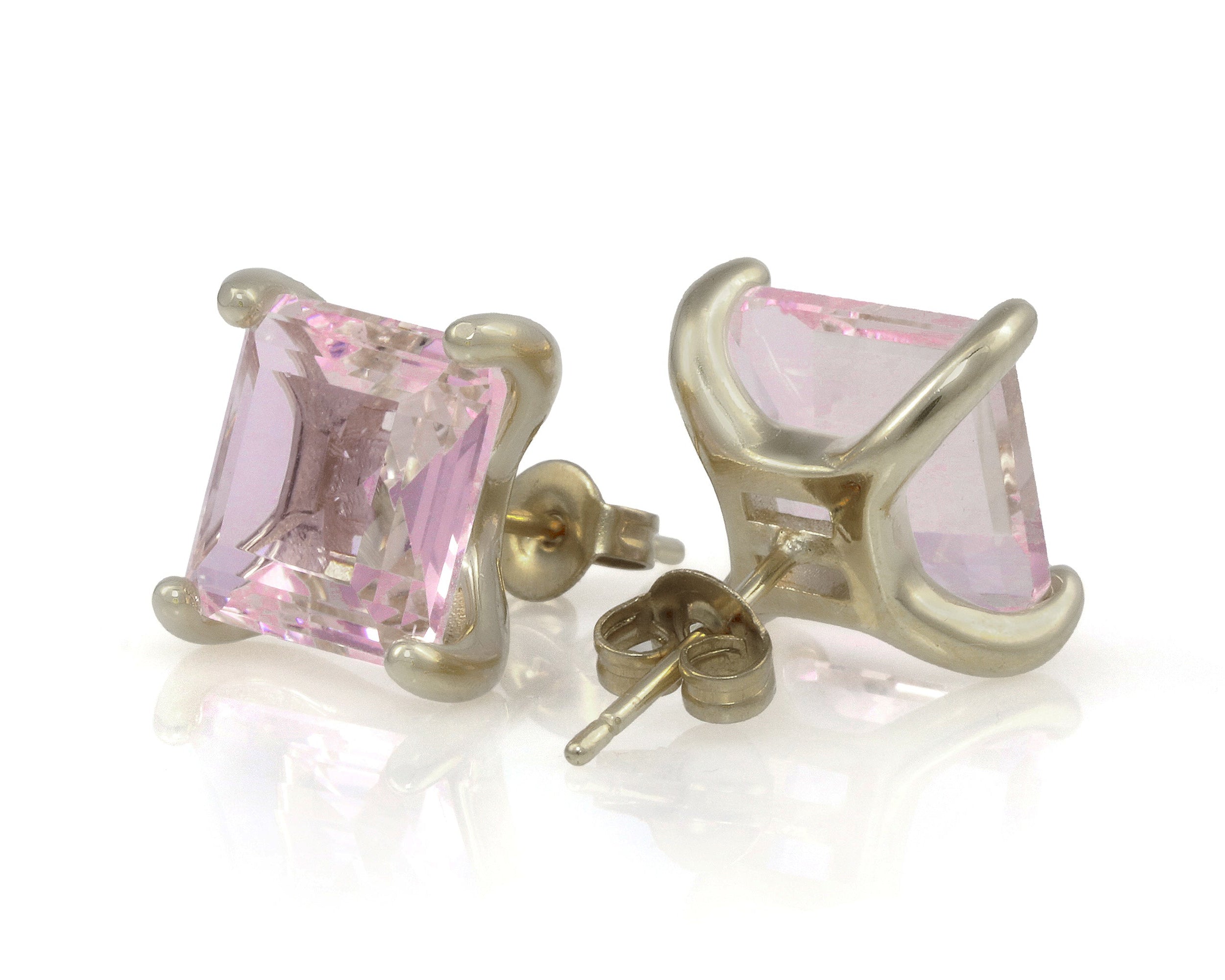 Chic Post Silver Earrings with Rose Quartz Earrings Anemone Unique