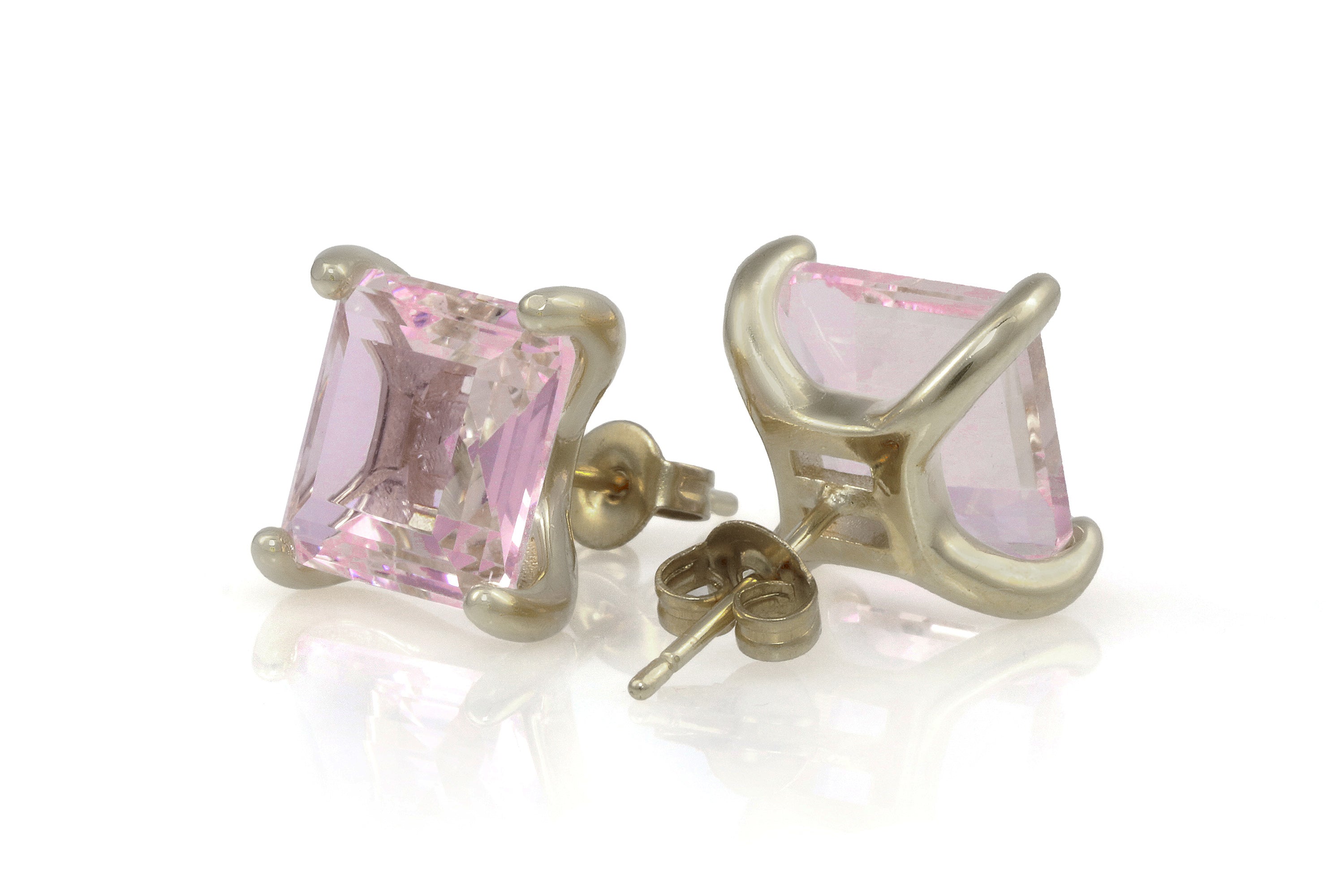 Chic Post Silver Earrings with Rose Quartz Earrings Anemone Unique