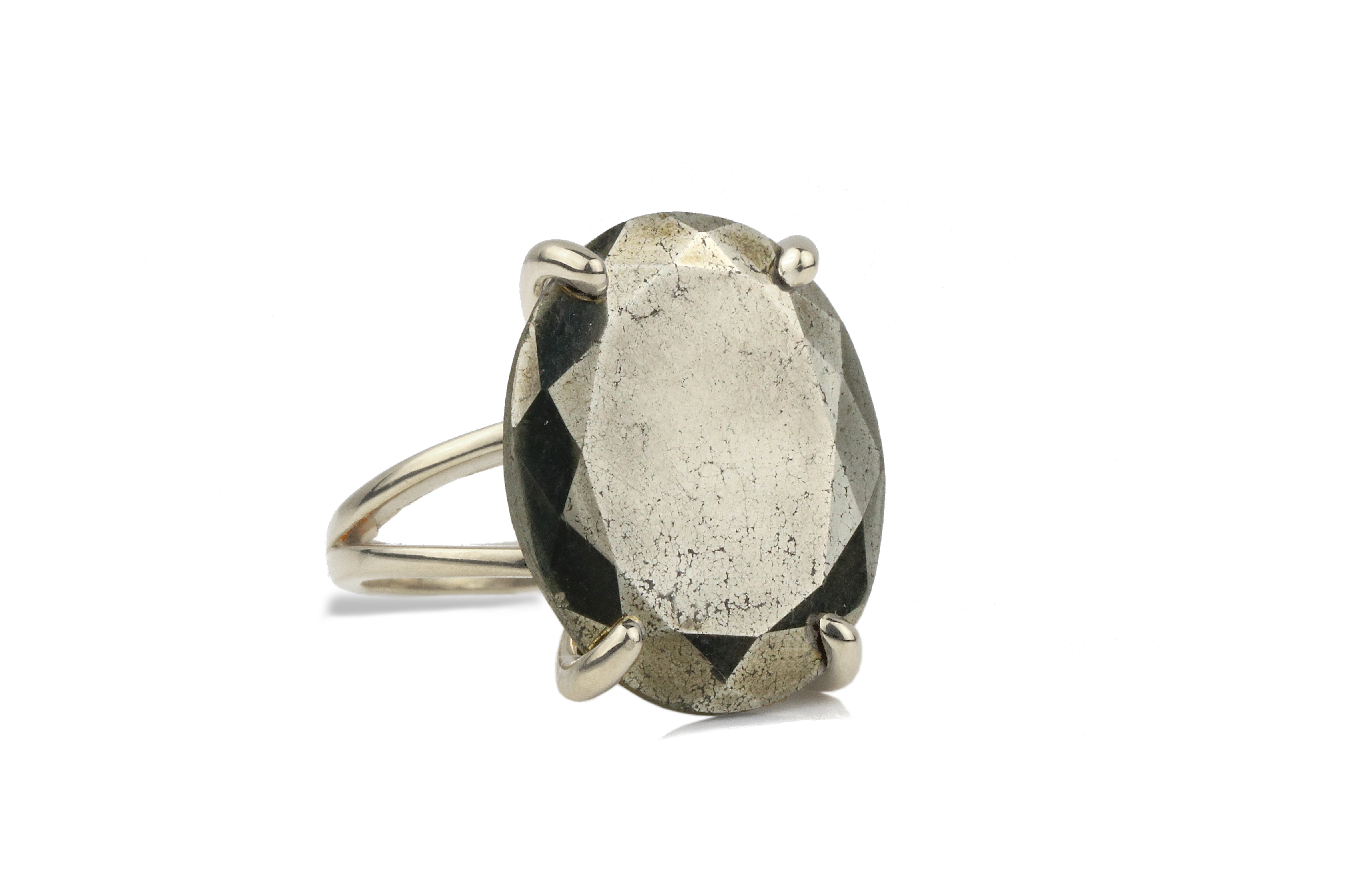 15CT Pyrite Stone Rings in Sterling Silver Rings Anemone Jewelry