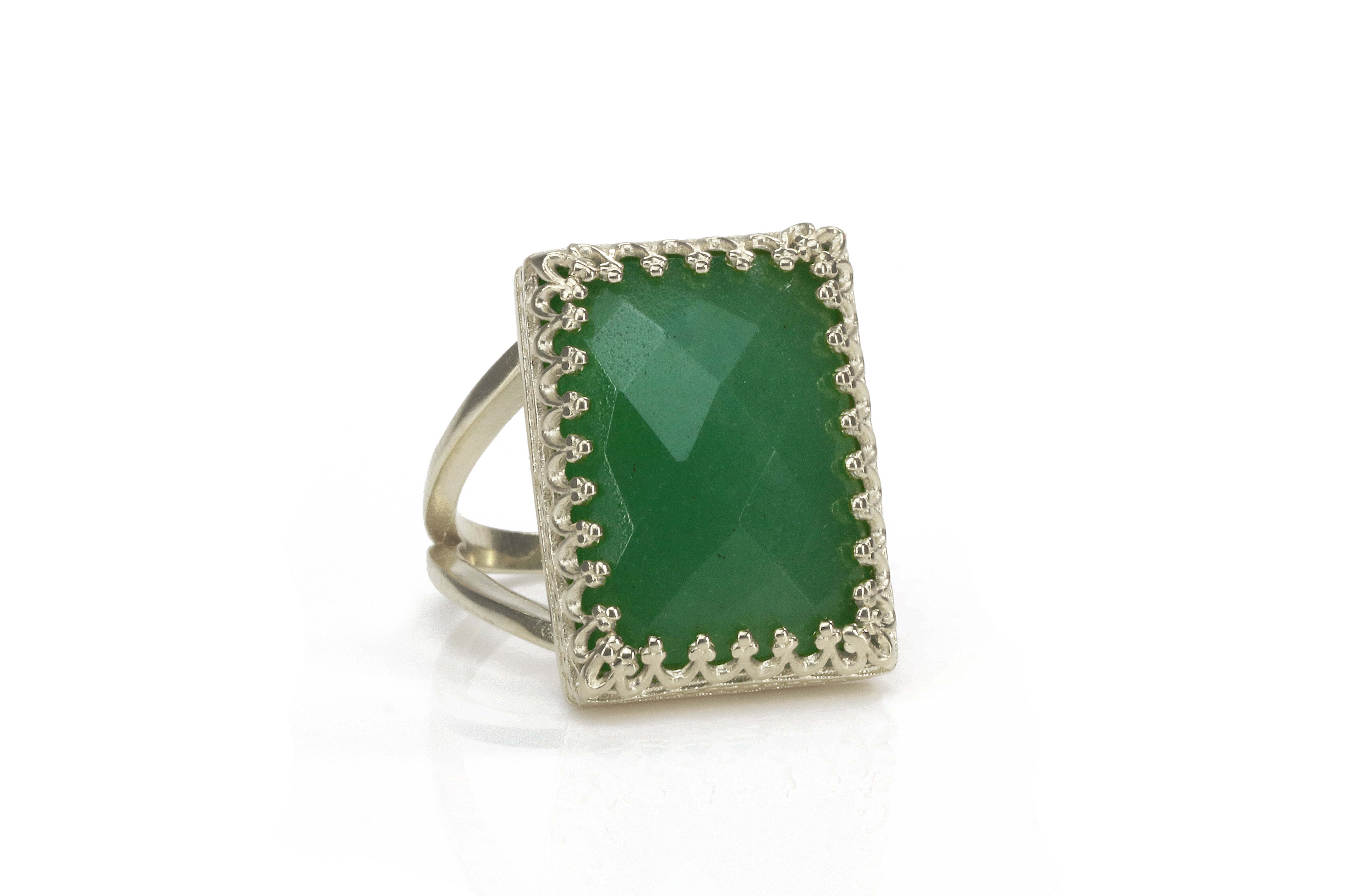 Dazzling Green Aventurine Ring in 925 Sterling Silver Rings Anemone Jewelry