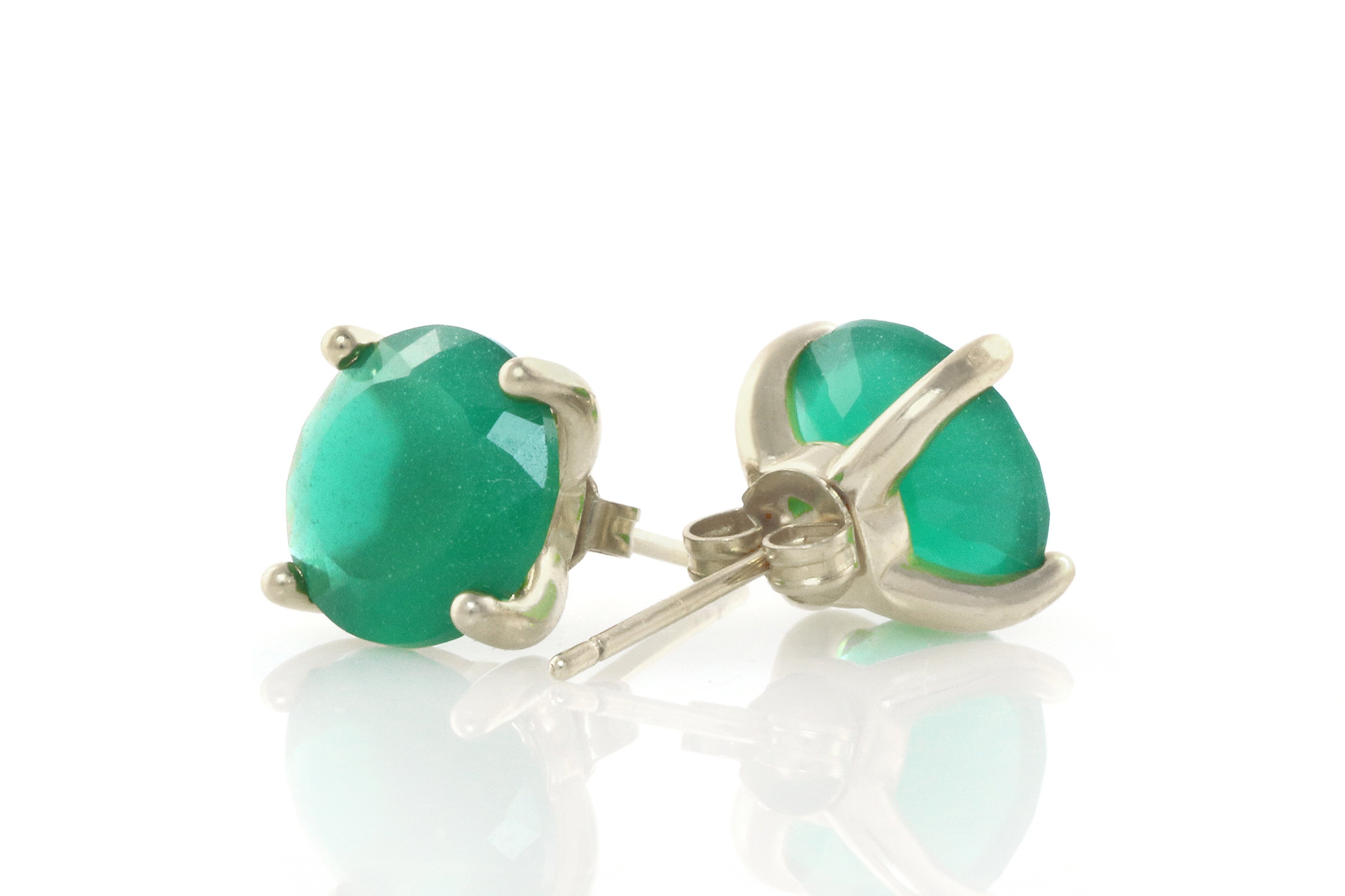 Green Onyx Post Silver Earrings Earrings Anemone Unique