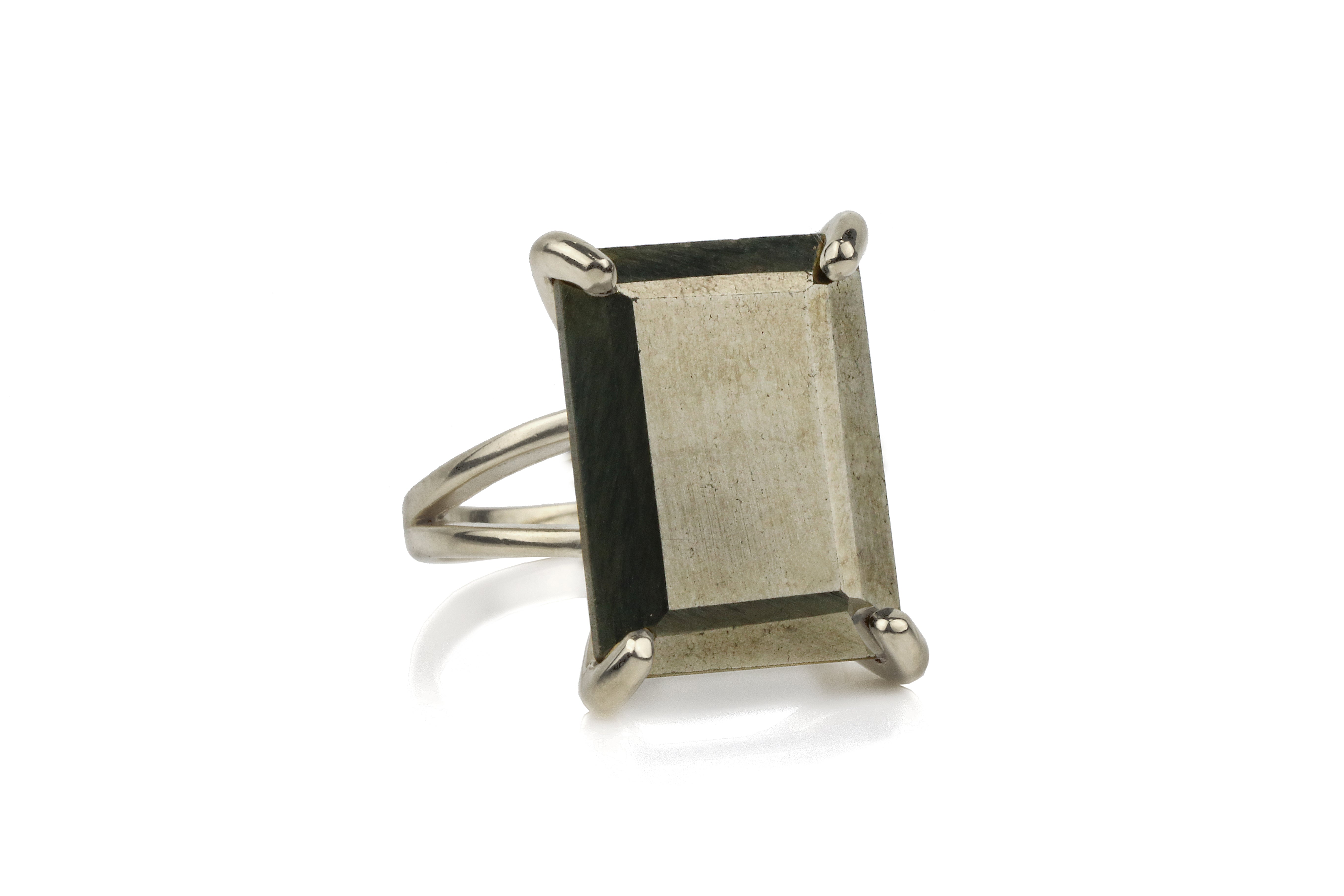 Natural Pyrite Gemstone Rectangle Ring Rings Anemone Jewelry