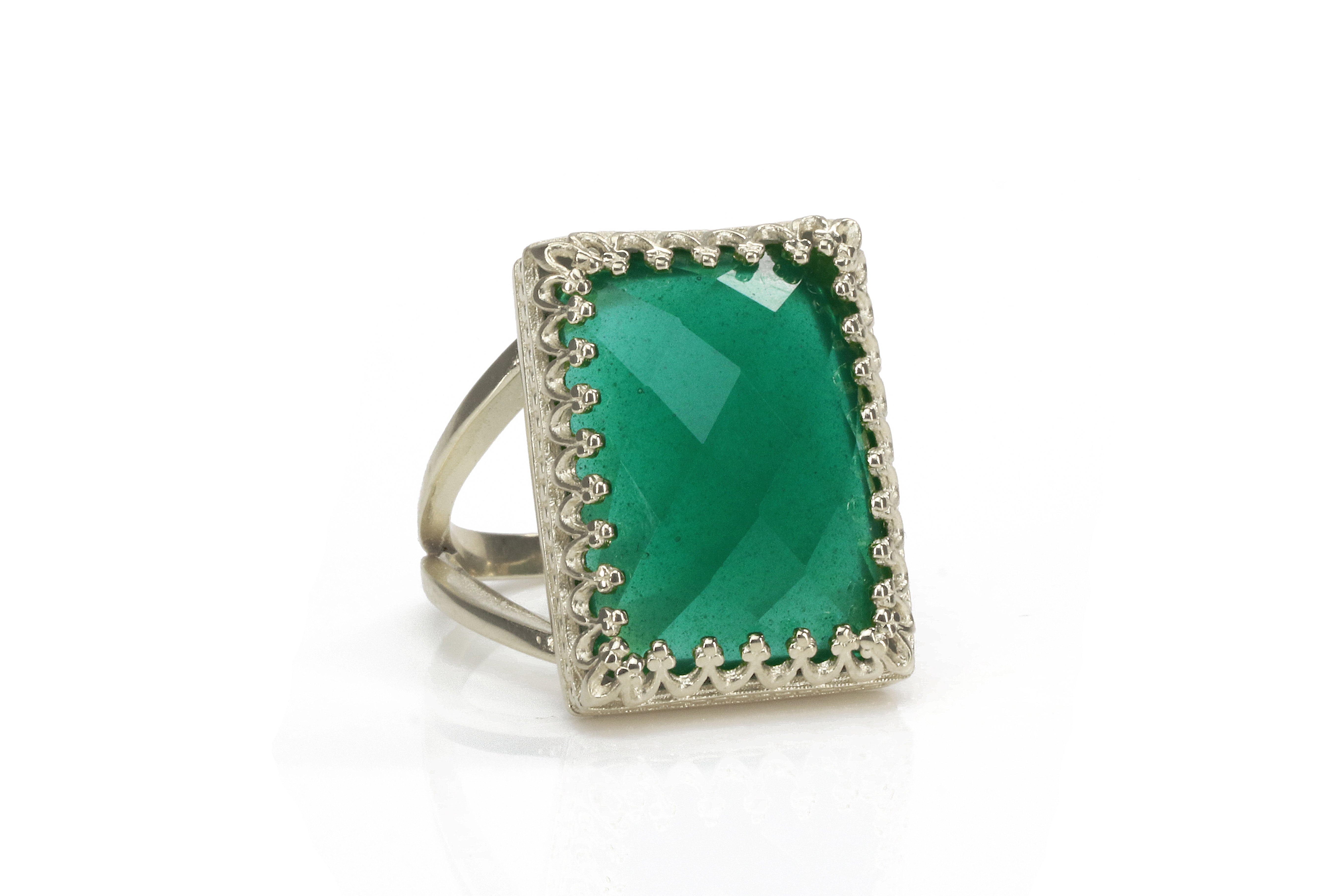 Lovely Green Onyx in 925 Sterling Silver Ring Rings Anemone Jewelry