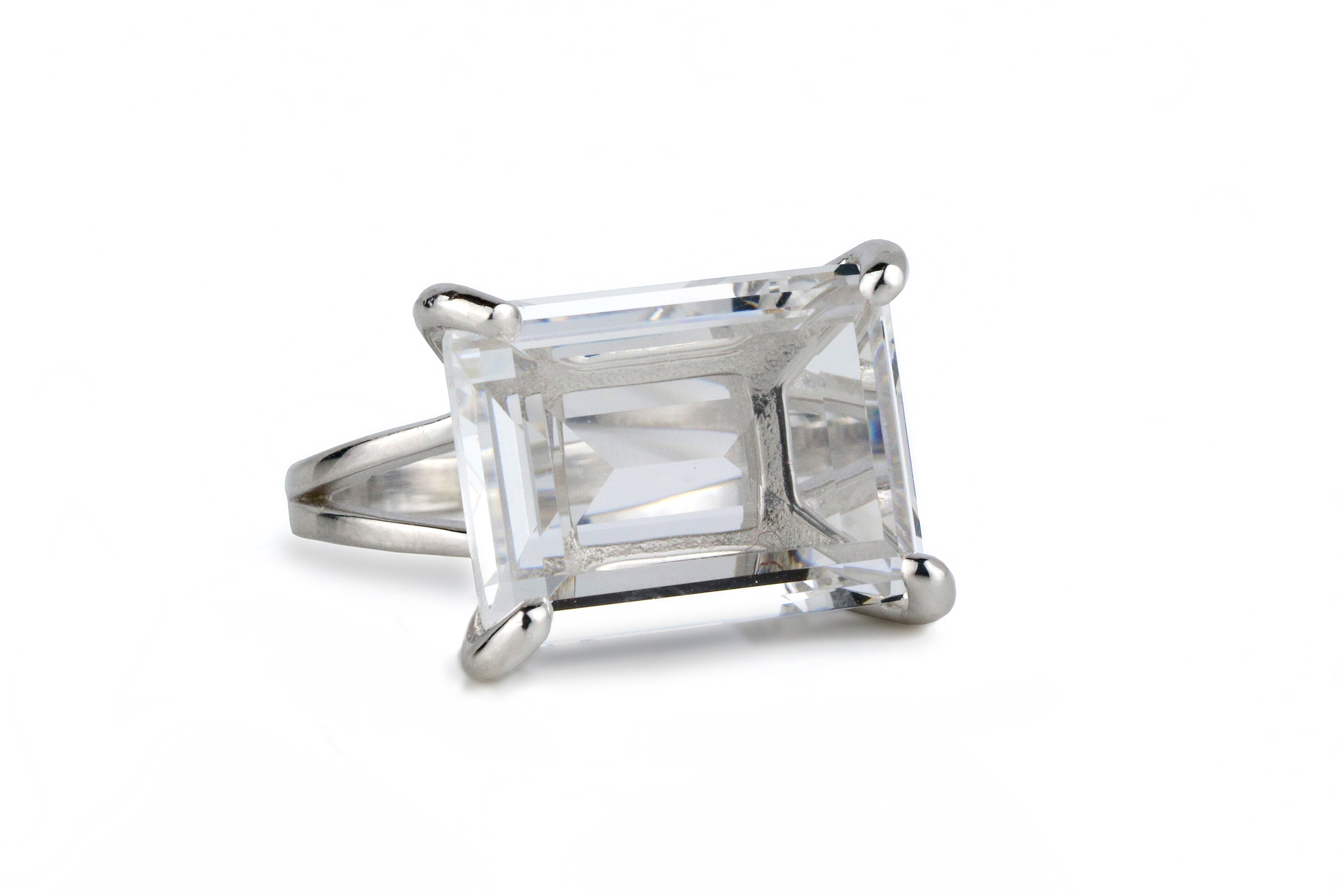 Sophisticated 13x18mm Clear Quartz Sterling Silver Ring Rings Anemone Jewelry