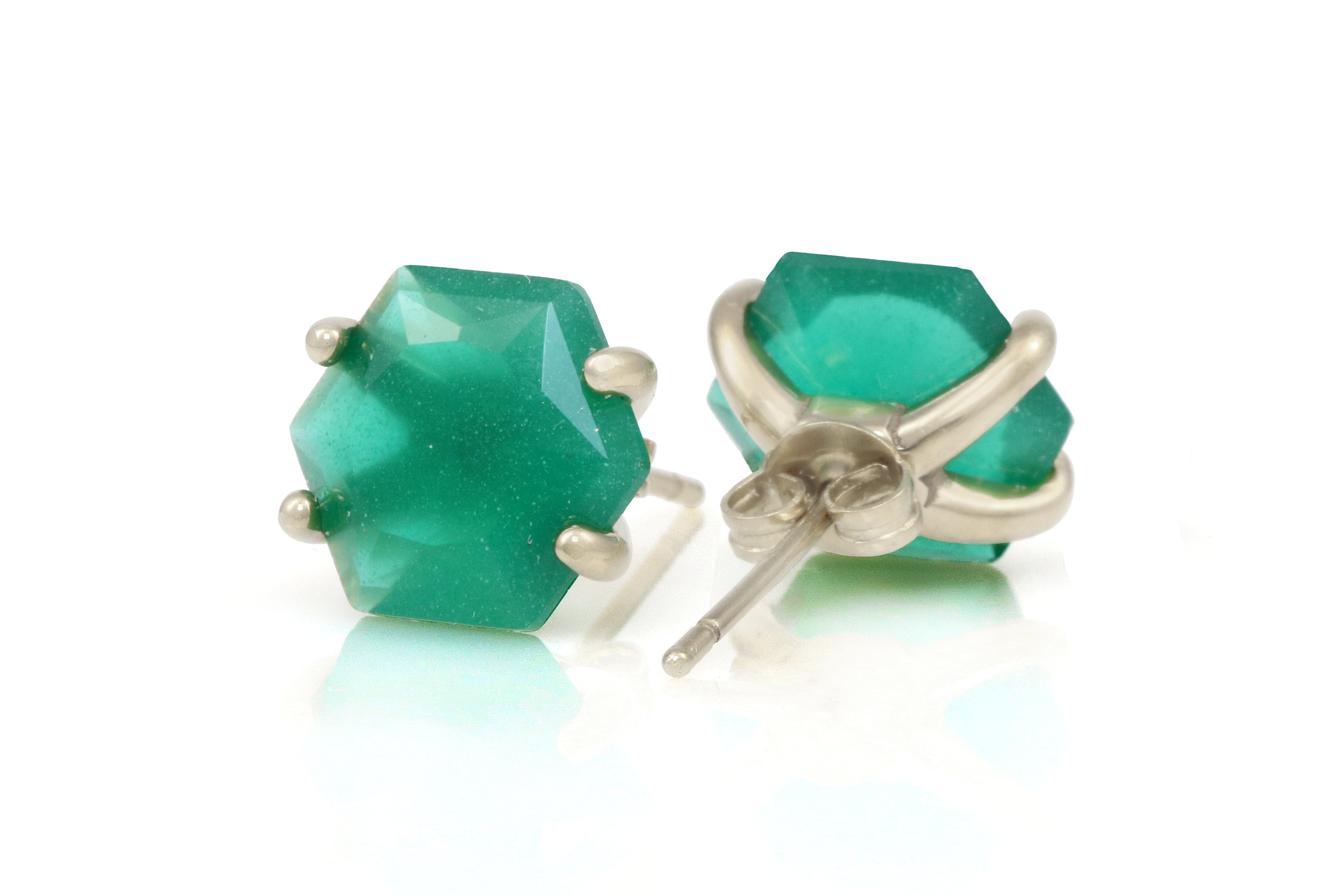 Striking Green Onyx Sterling Silver Earrings Earrings Anemone Unique