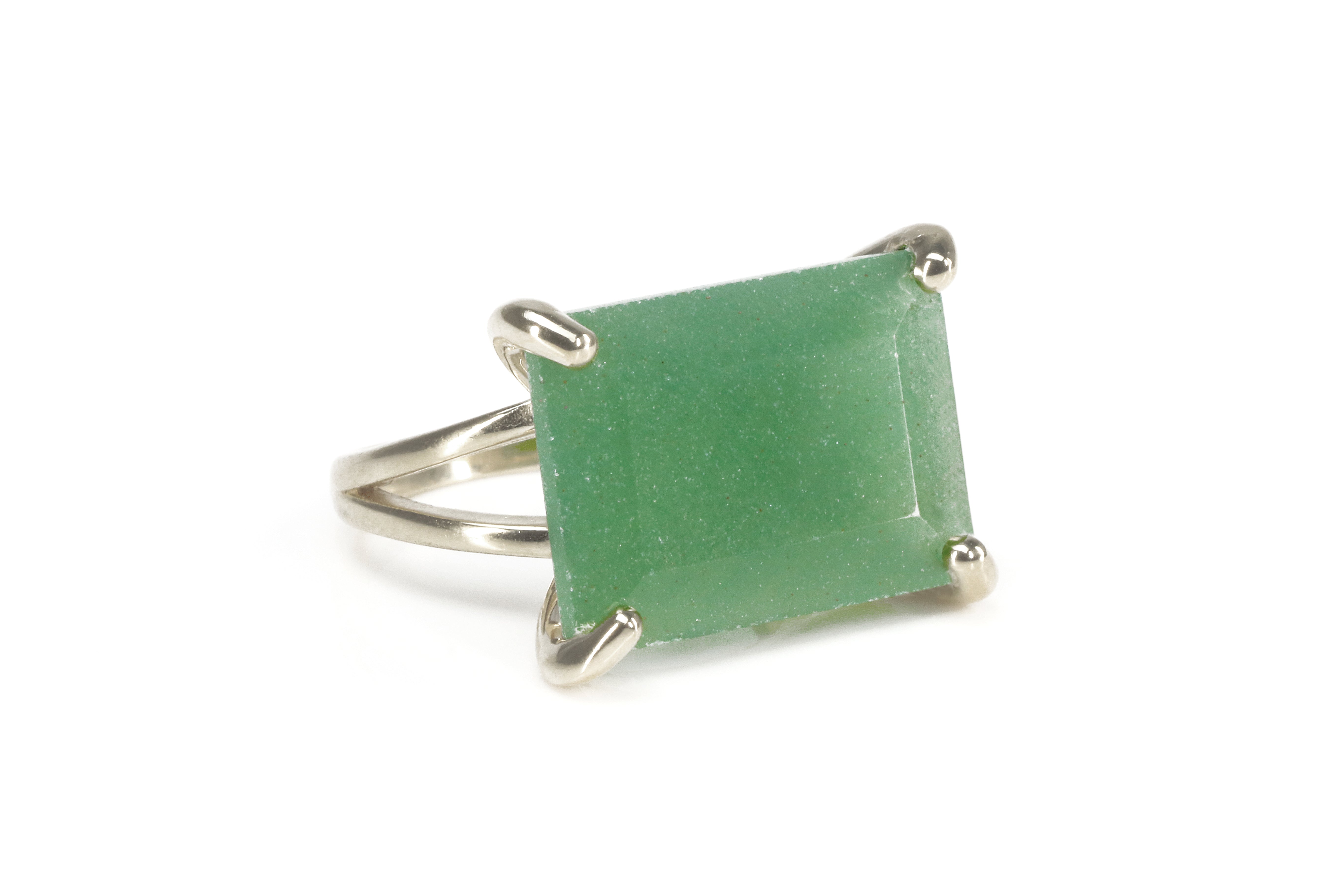 Rectangle Cut Aventurine Ring in 925 Silver Rings Anemone Jewelry