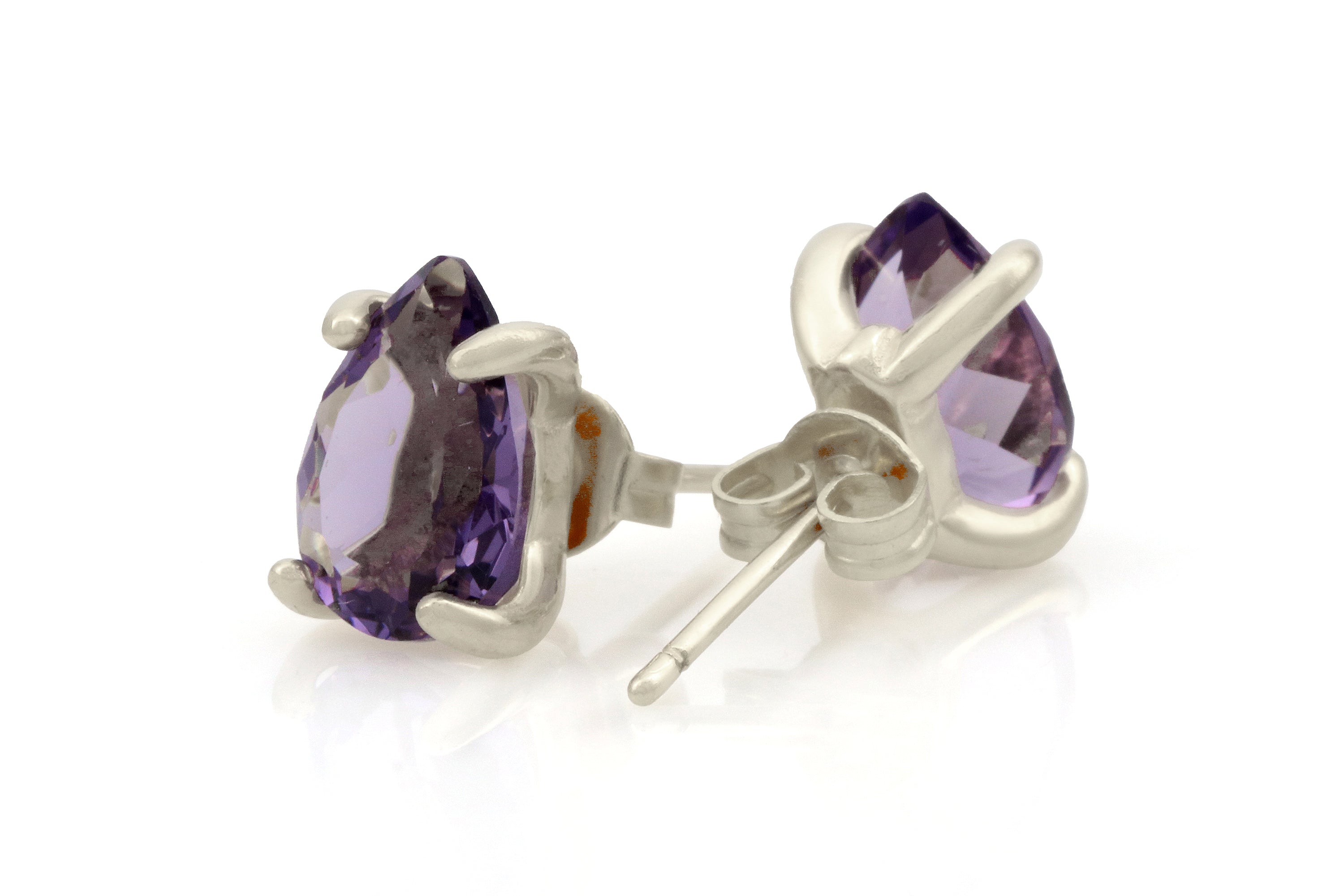Silver Amethyst Stud Earrings Earrings Anemone Unique