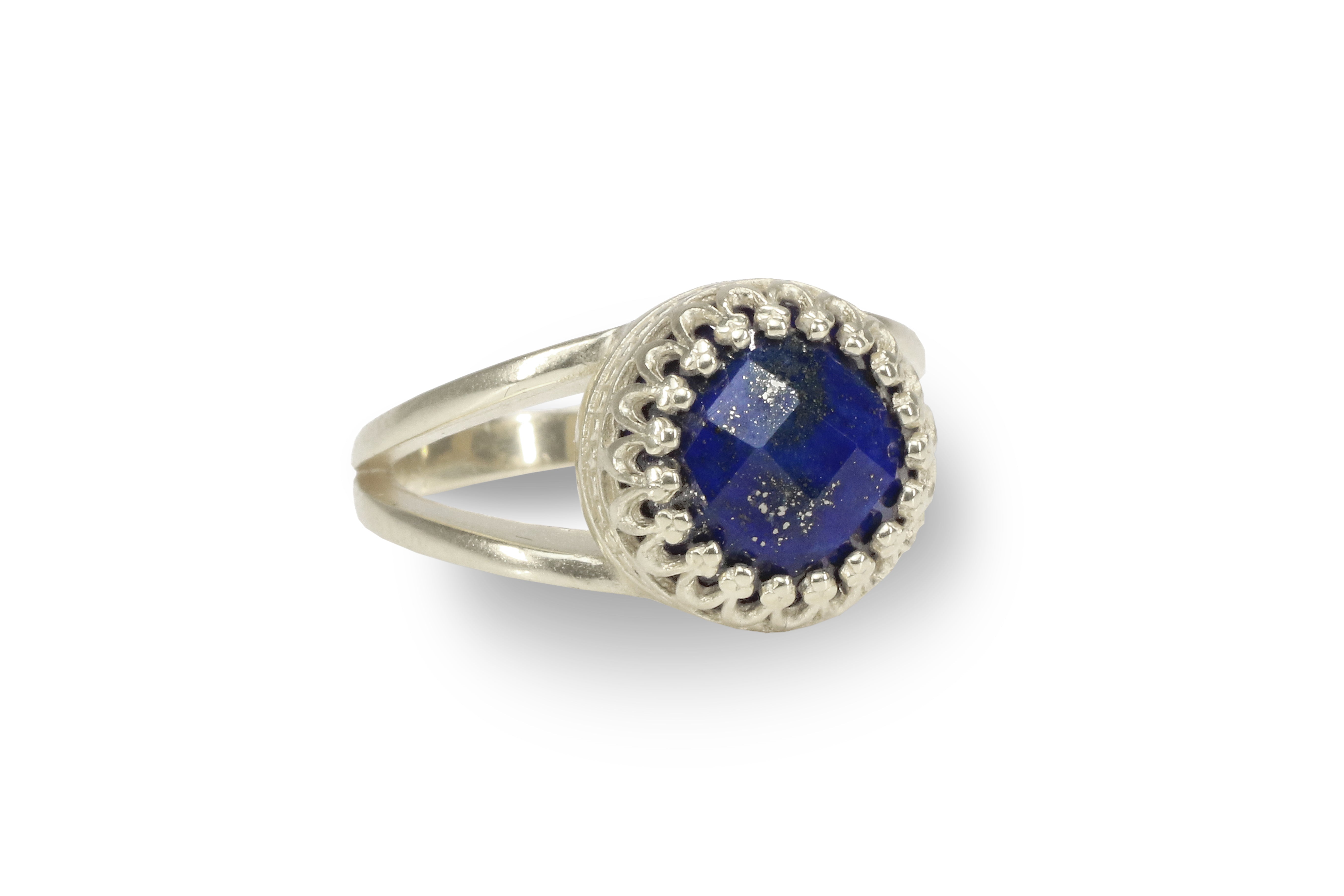 Lapis Lazuli Ring in 925 Sterling Silver Double Band Rings Anemone Jewelry