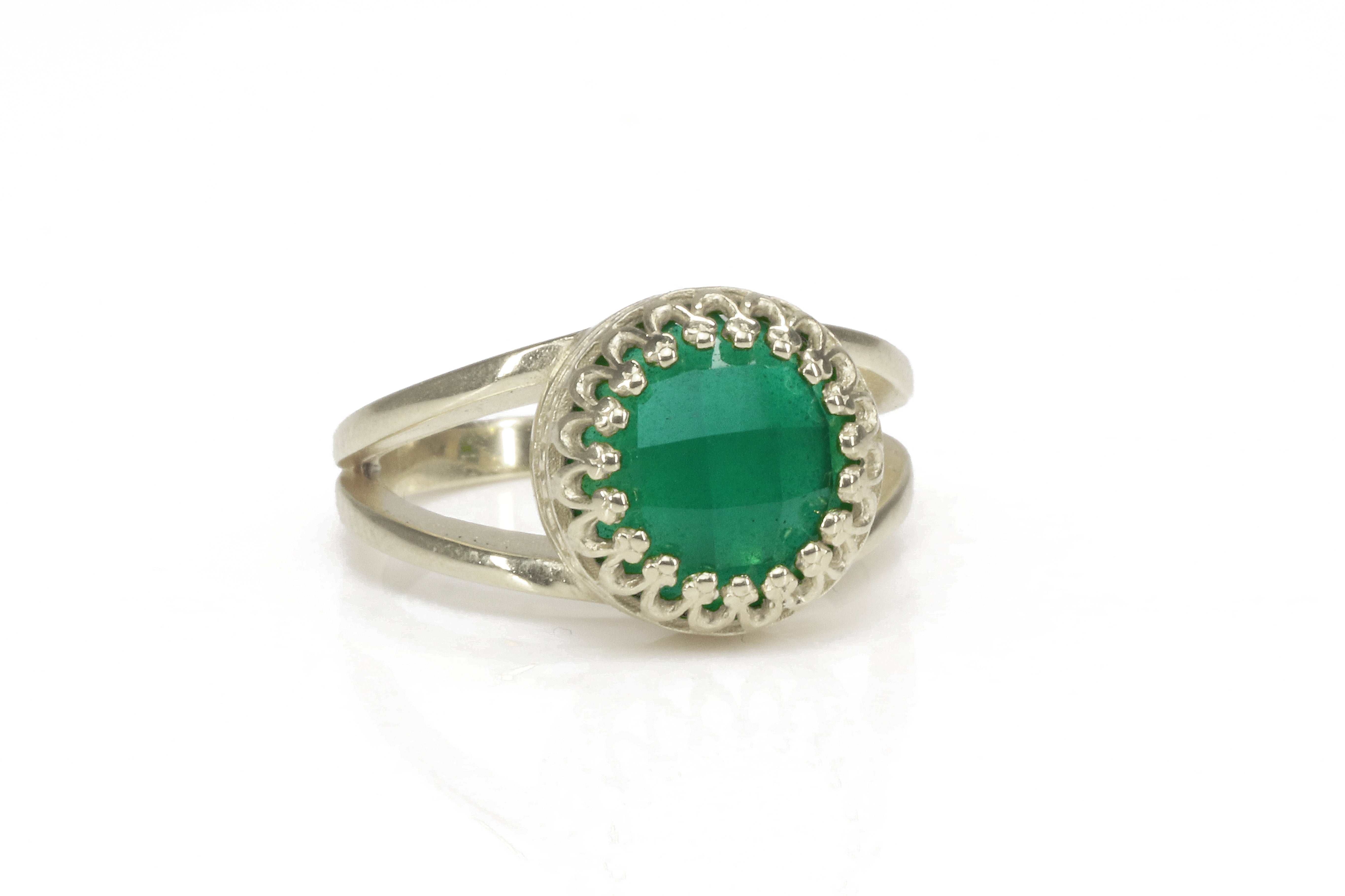 Green Onyx Gemstone in 925 Sterling Silver Ring Rings Anemone Jewelry