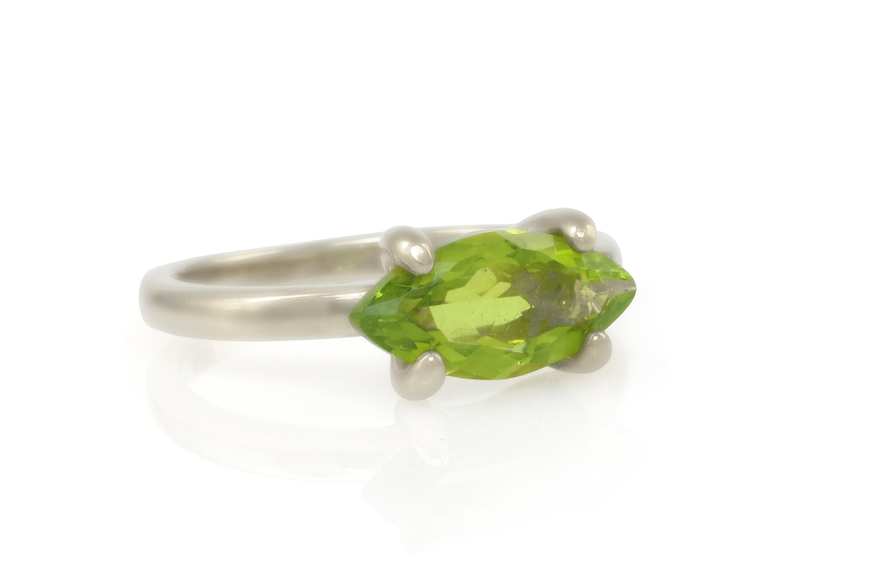 Stackable Peridot Silver Ring in Prongs Setting Rings Anemone Unique