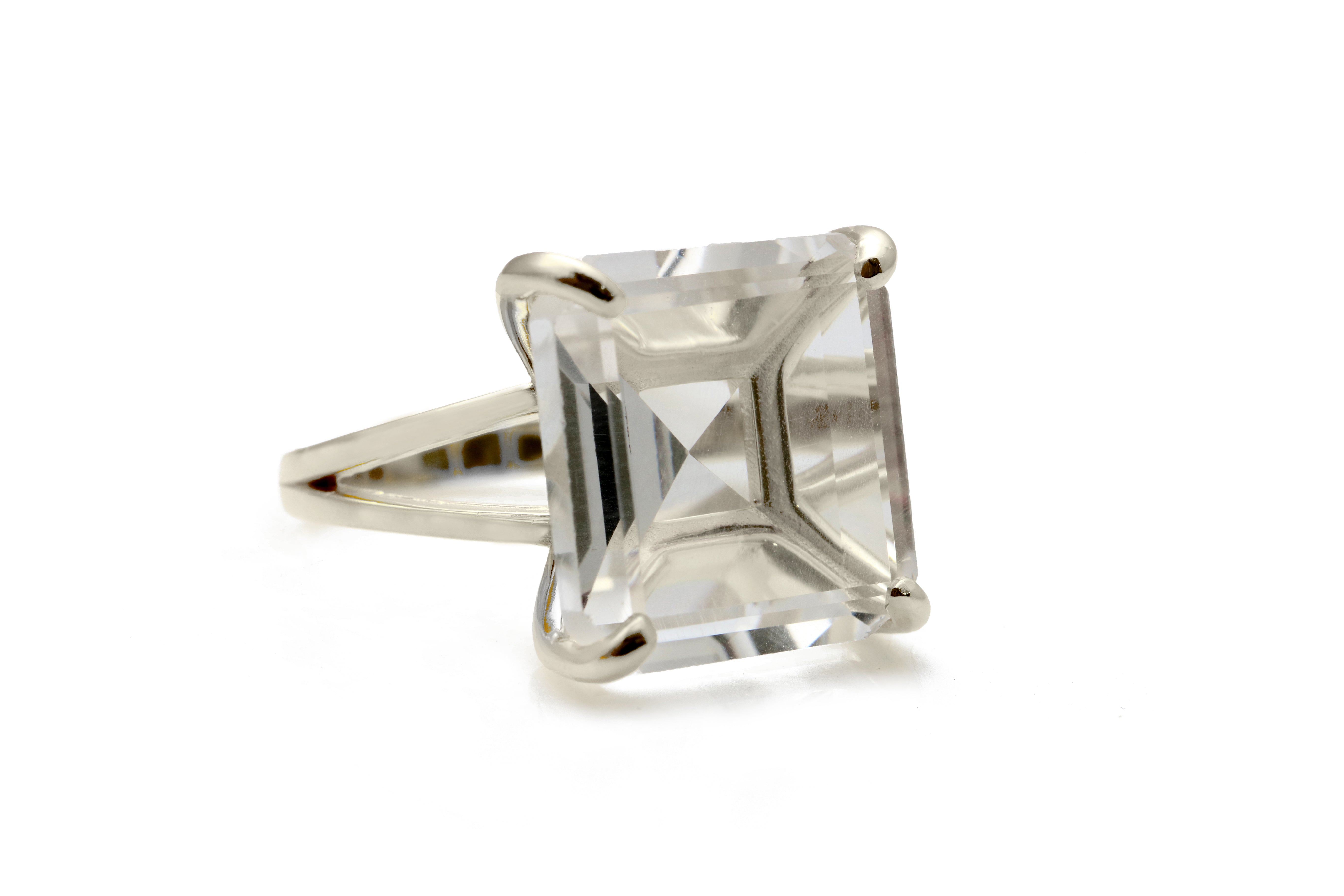 Natural Square Quartz Ring Rings Anemone Jewelry