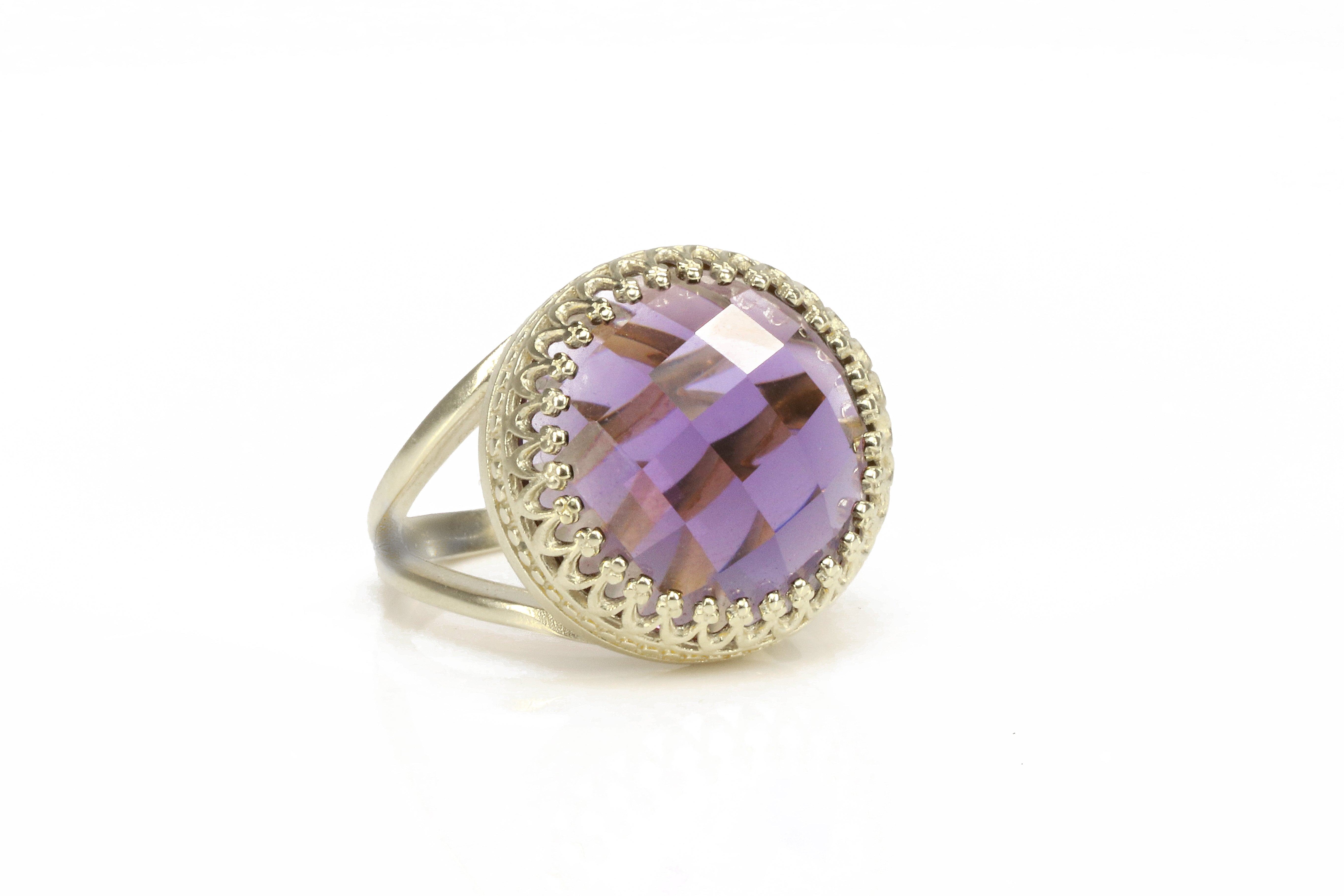 Attractive Purple Amethyst Ring in 925 Sterling Silver Rings Anemone Jewelry