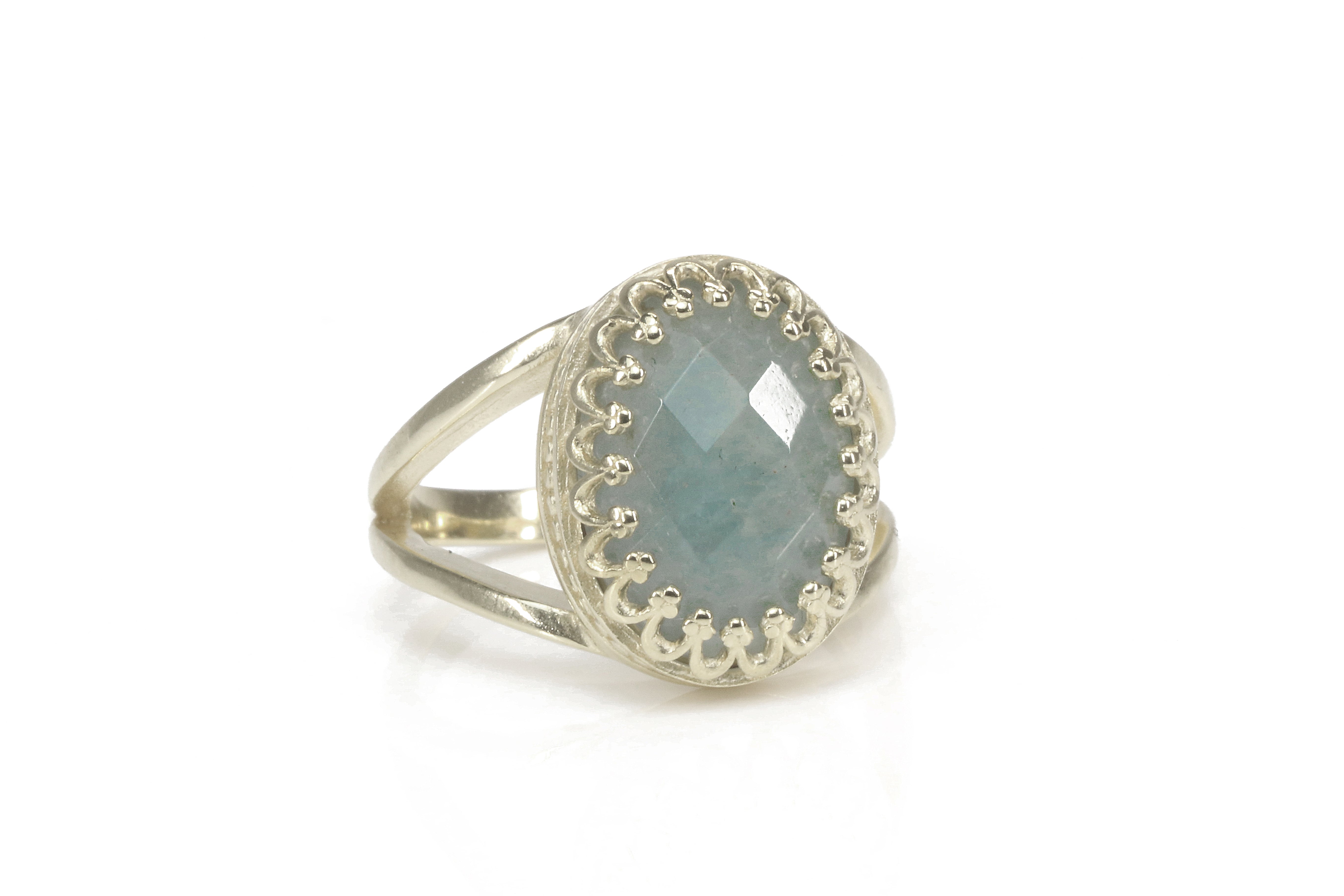 Exquisite Oval Aquamarine Gemstone in 925 Sterling Silver Rings Anemone Jewelry