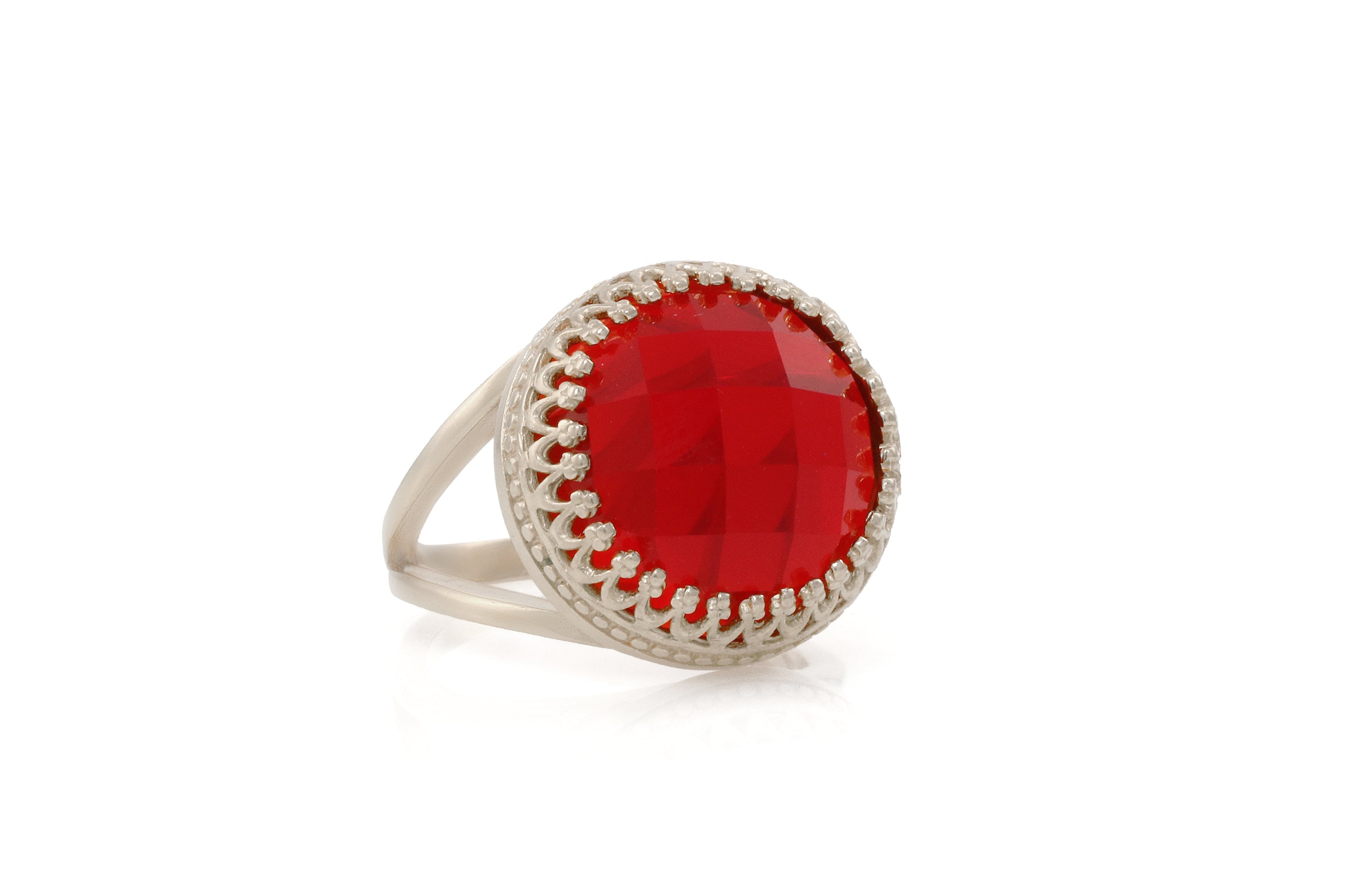 Round Ruby Sterling Silver Ring Rings Anemone Jewelry