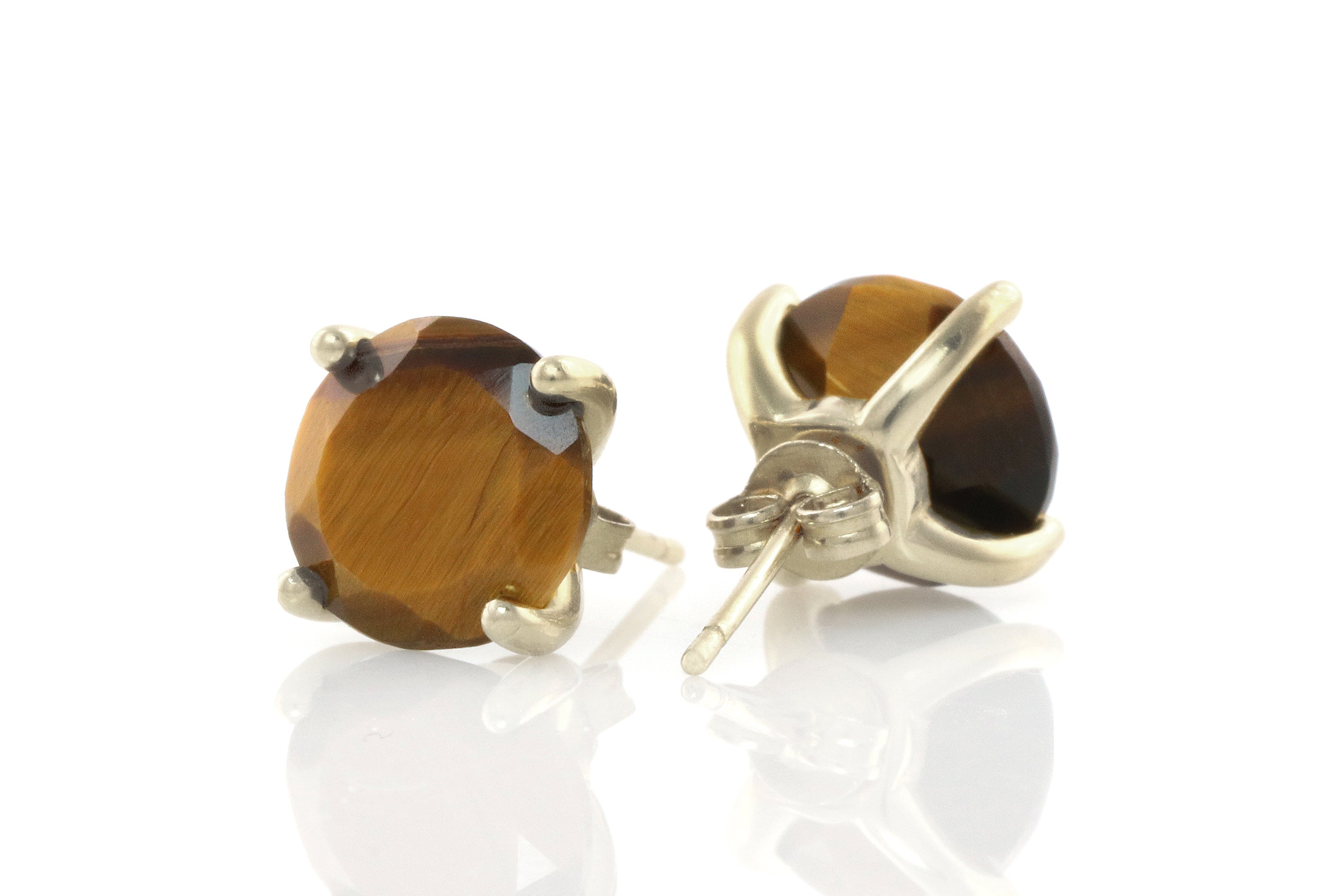 Contemporary Tiger Eye Sterling Silver Earrings Earrings Anemone Unique