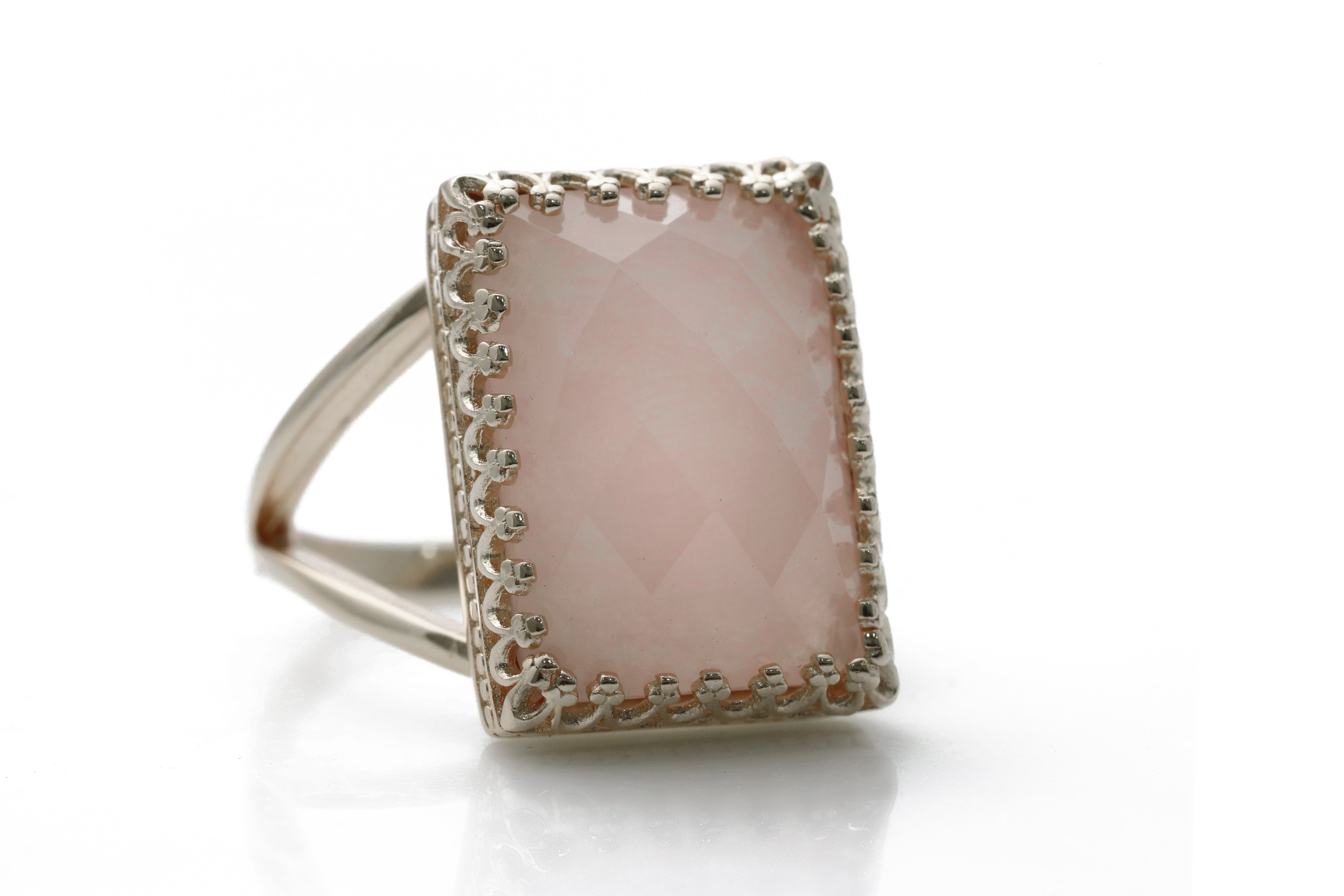 Classy Rose Quartz Ring in Rose Gold Rings Anemone Jewelry