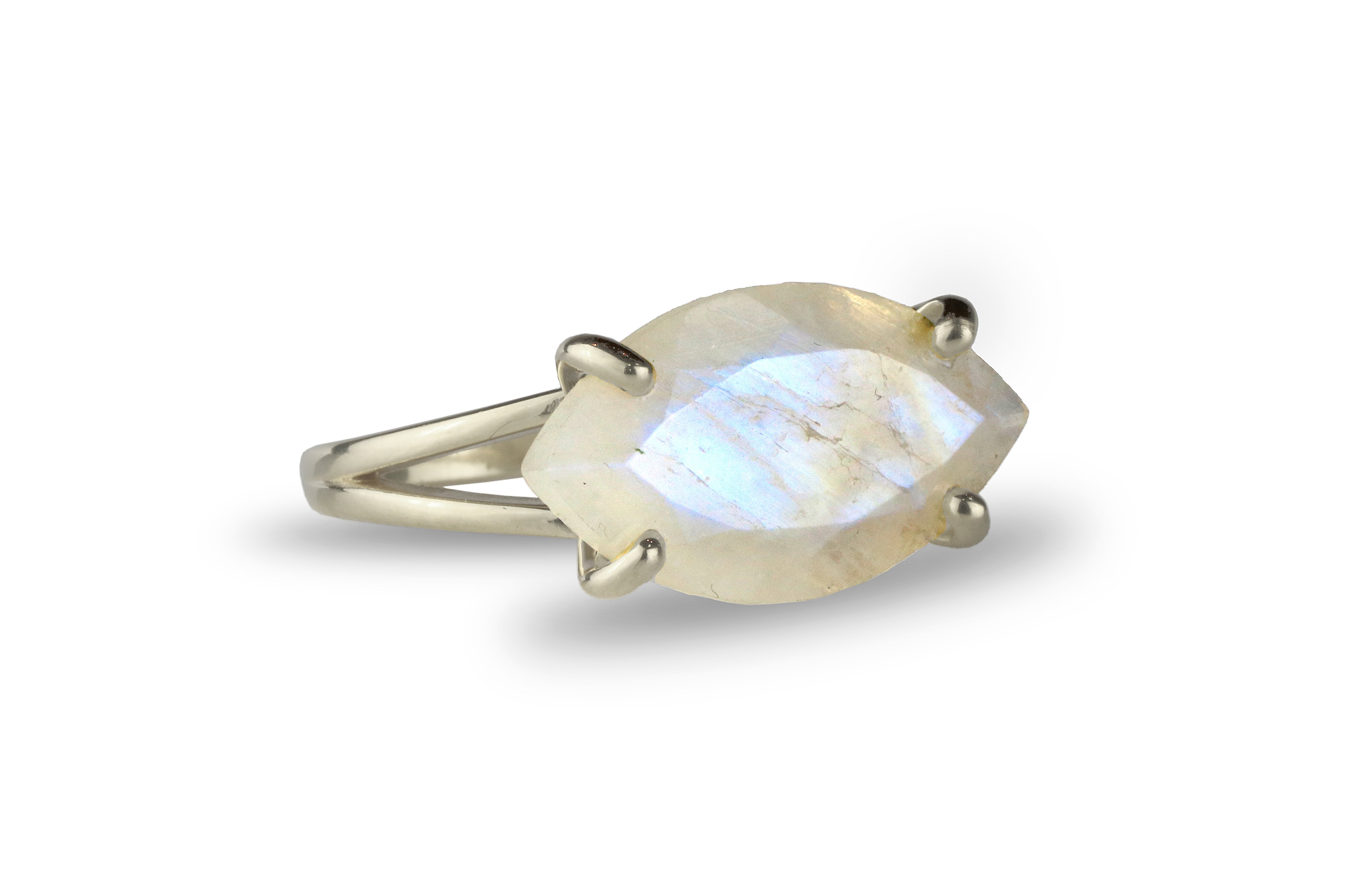 Marquise Moonstone Sterling Silver Ring Rings Anemone Jewelry