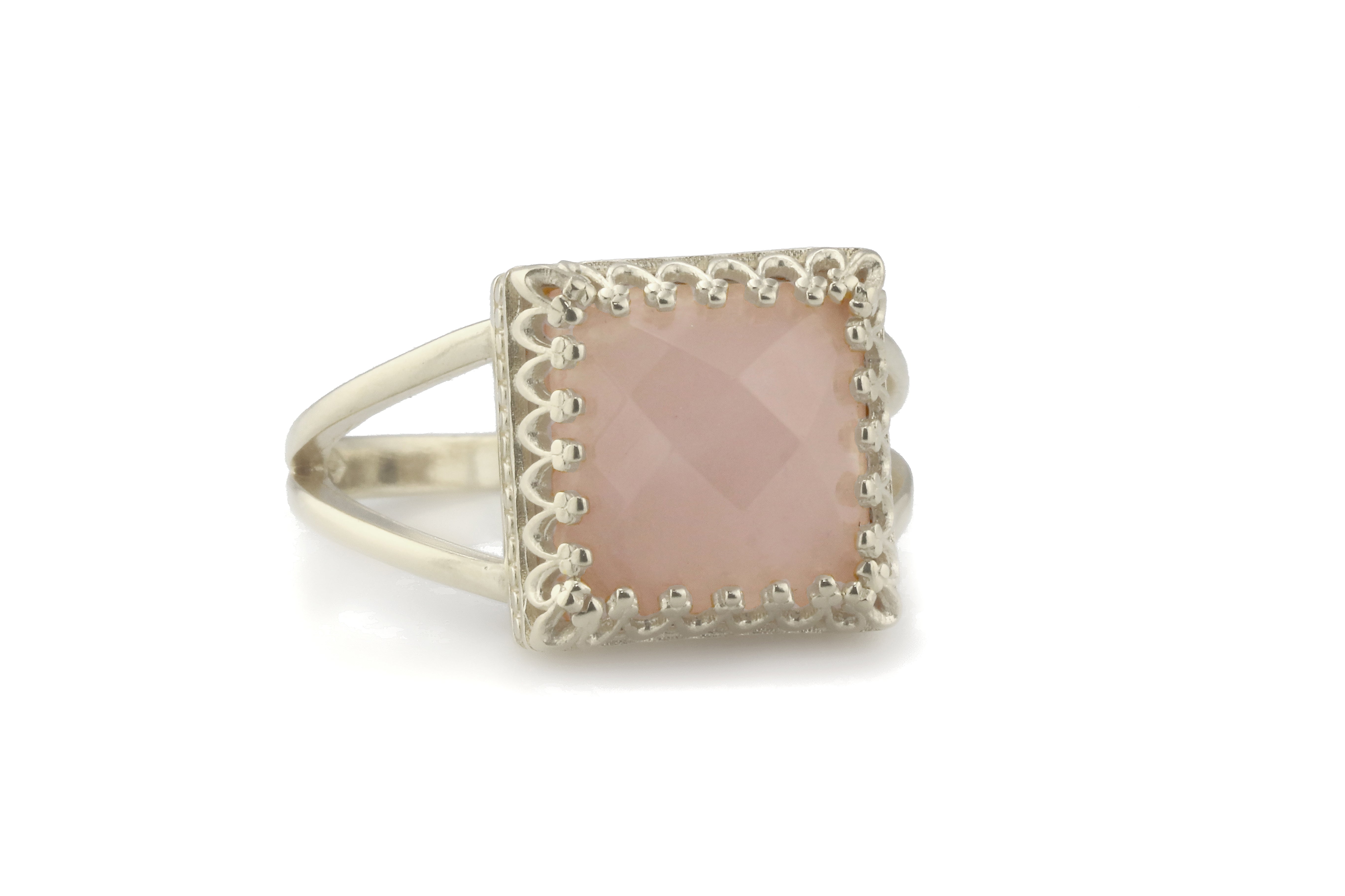 Lovely Rose Quartz Gem in 925 Sterling Silver Rings Anemone Jewelry