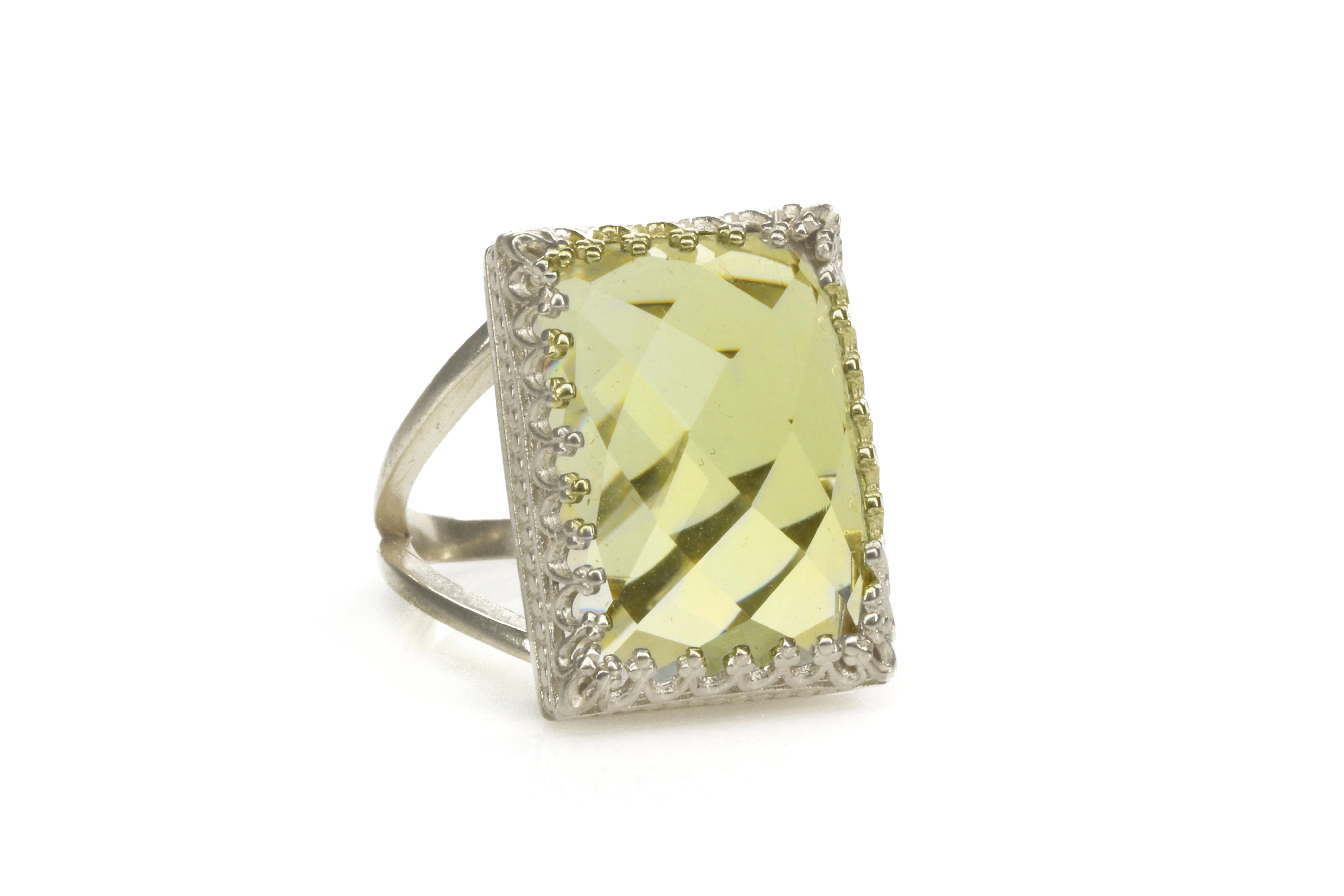 Unique 15CT Lemon Quartz in 925 Sterling Silver Rings Anemone Jewelry