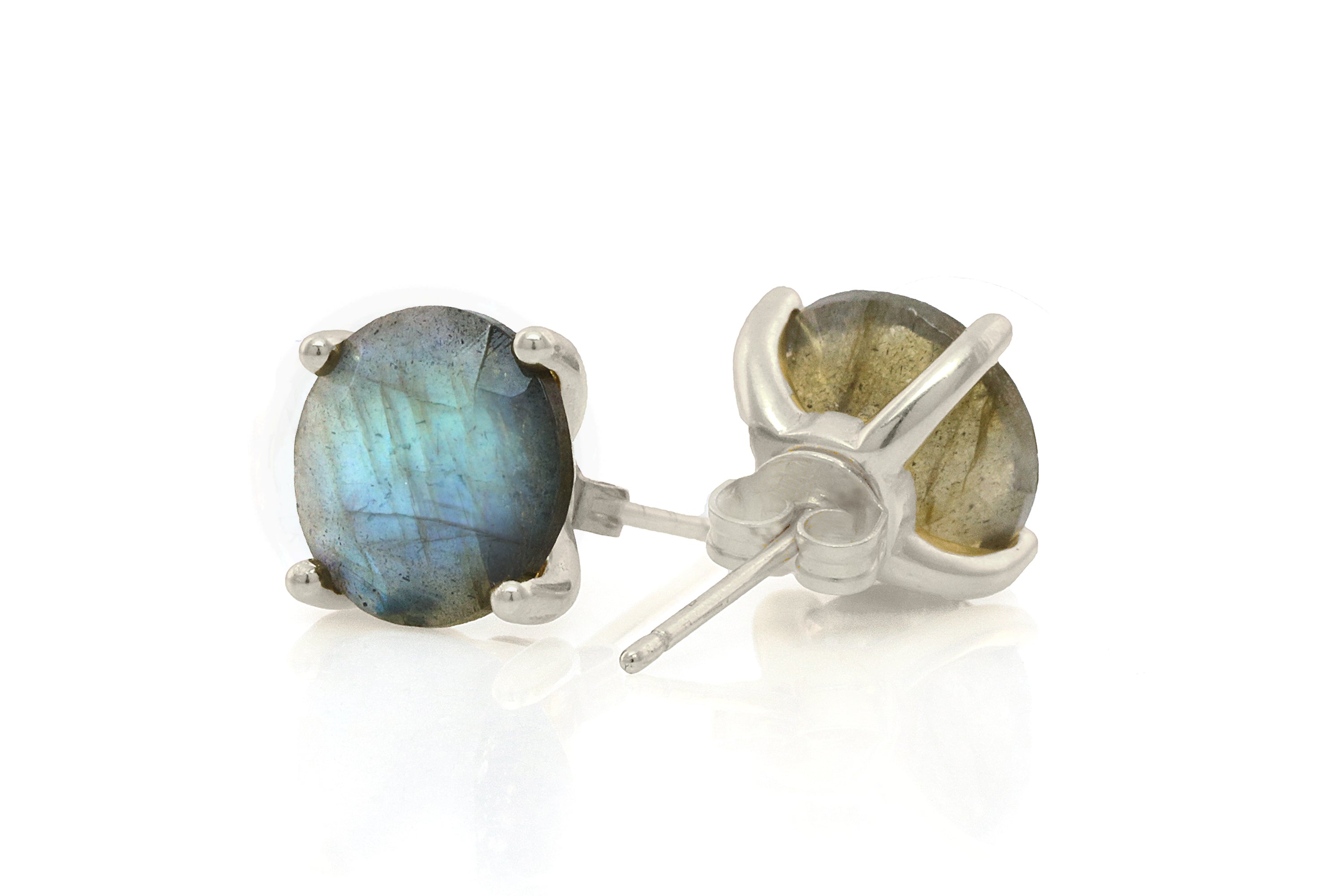 Classy Round Labradorite Silver Earrings Earrings Anemone Unique