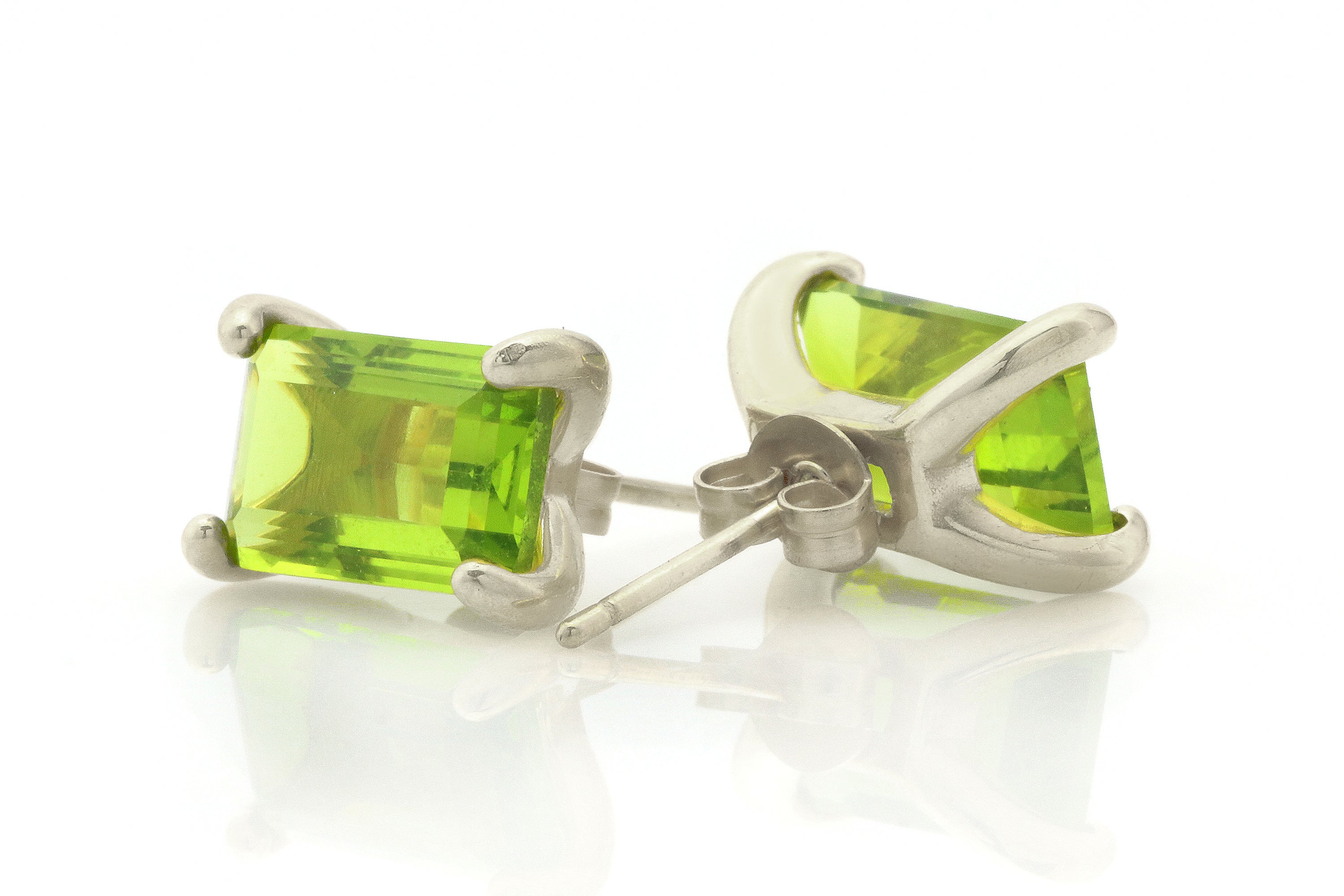 Rectangle Peridot Sterling Silver Earring Earrings Anemone Unique