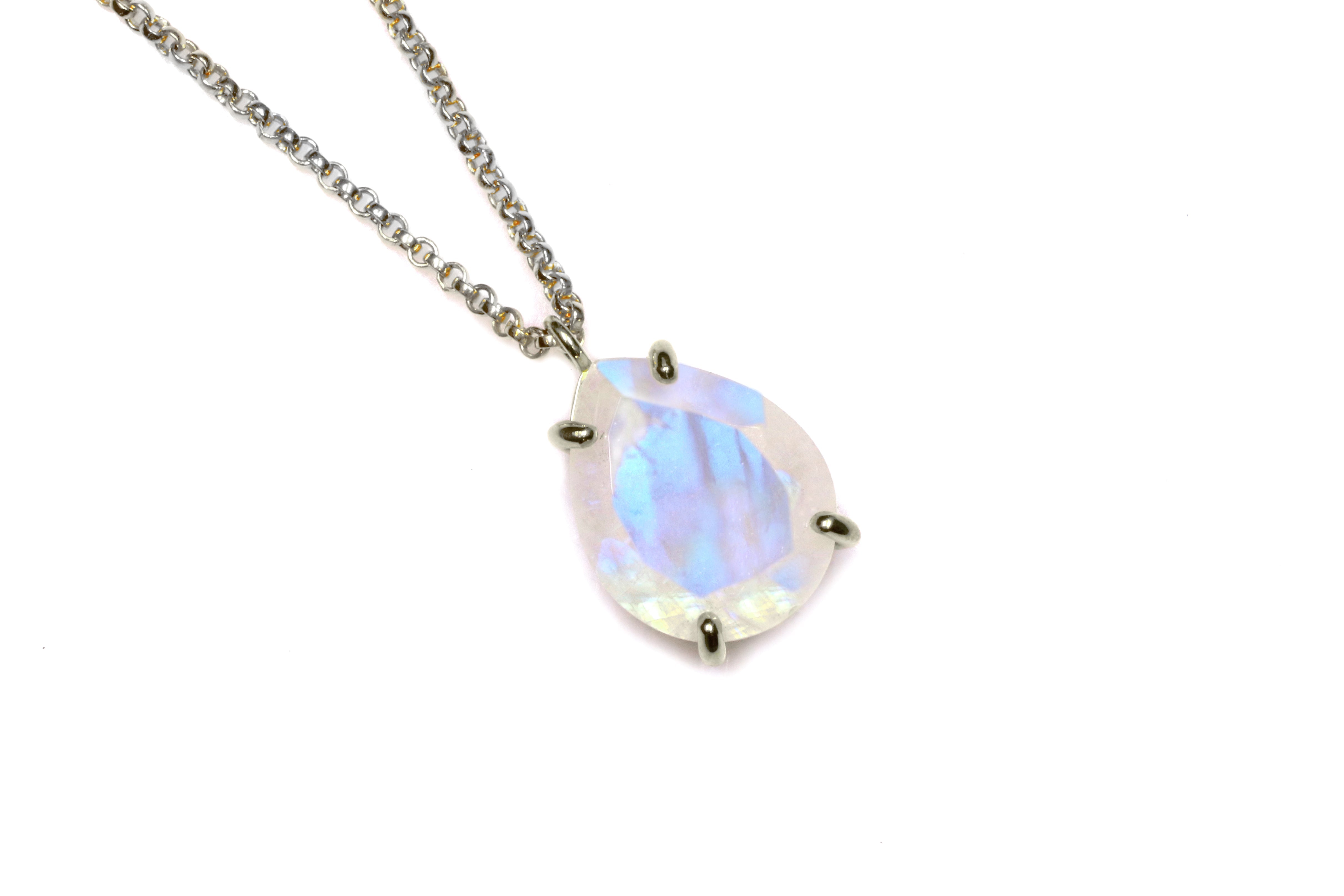 Pear Moonstone Jewelry Necklace in Silver necklaces Anemone Jewelry