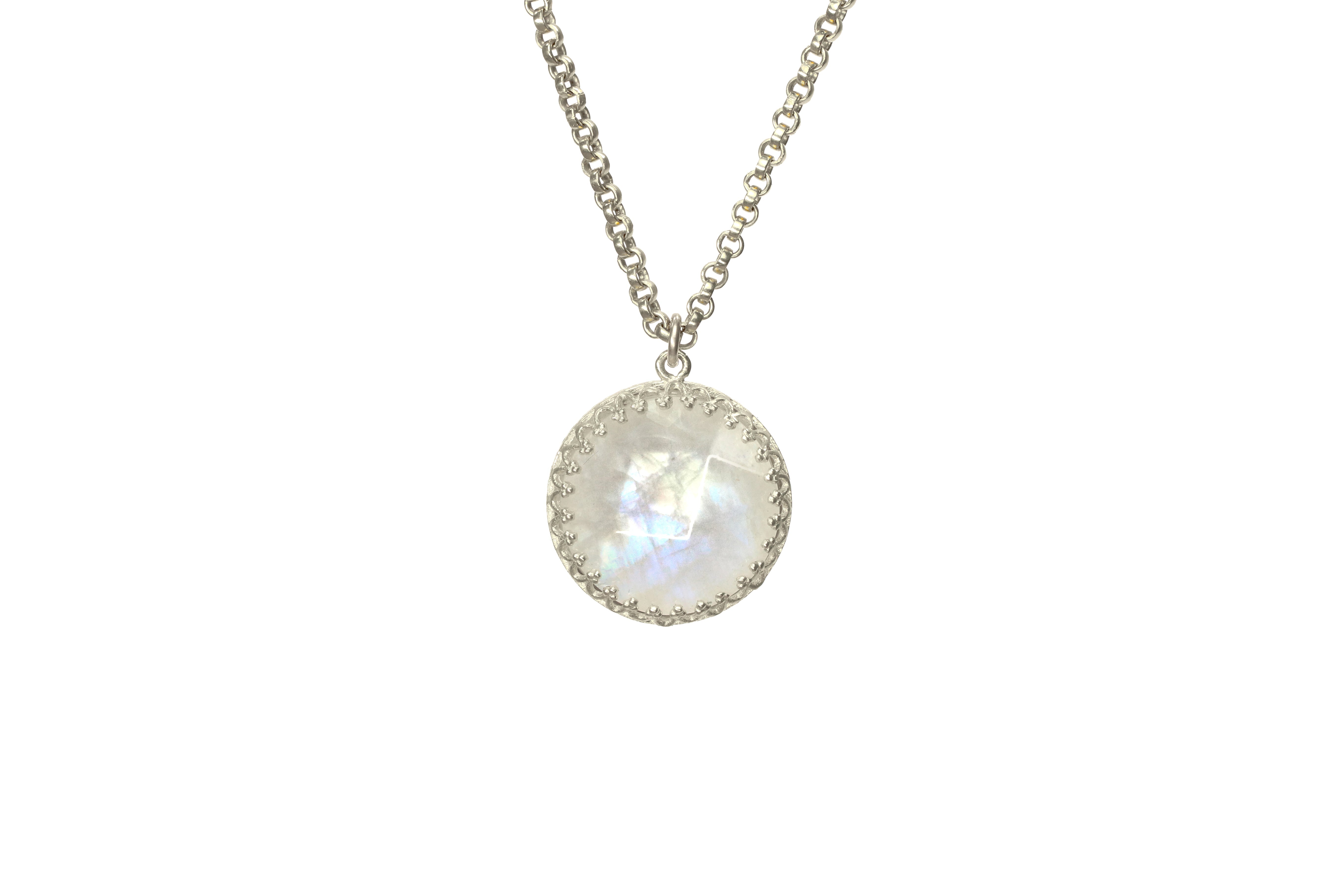 Round Moonstone Gold Pendant Necklace necklaces Anemone Jewelry